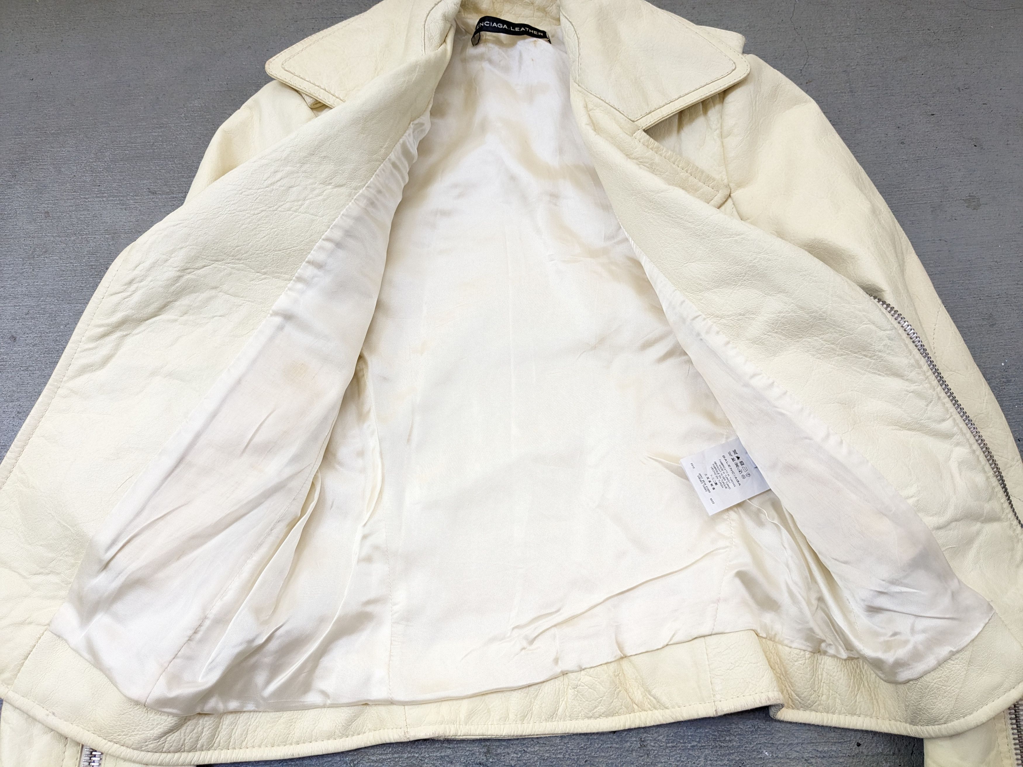 Balenciaga Women's Balenciaga Leather Moto Jacket White 38 Lambskin Size XS / US 0-2 / IT 36-38 - 7 Thumbnail