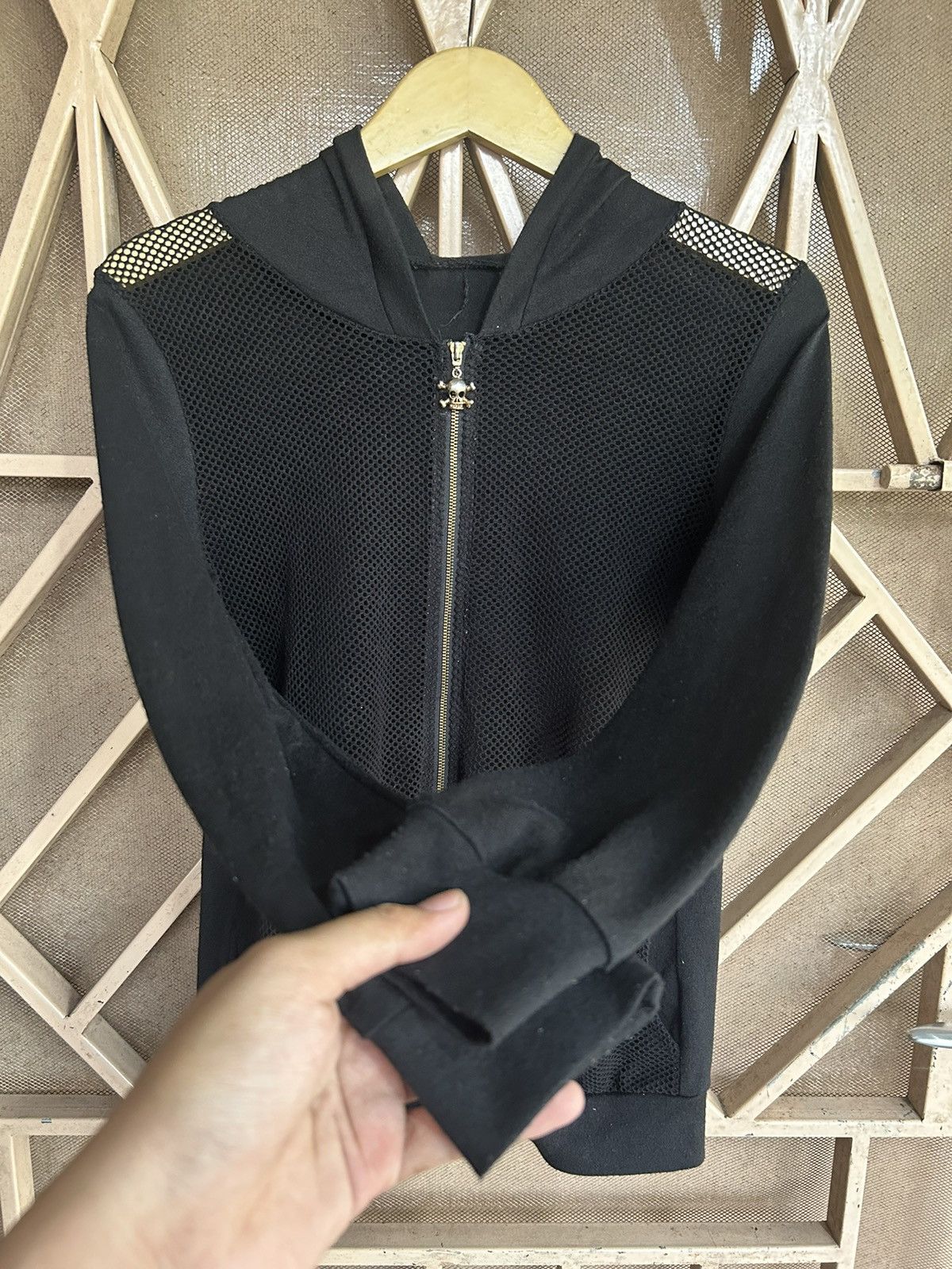 Japanese Brand Issue Japanese Fishnet Skull Zip Hoodie Ifsixwasnine lgb Size US M / EU 48-50 / 2 - 4 Thumbnail