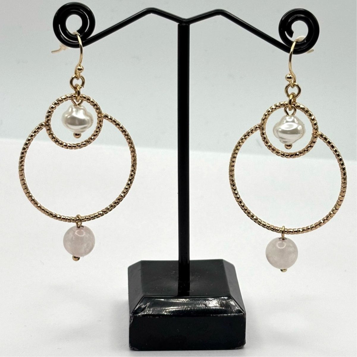 Other Gold Pearl Drop Hoop Earrings Size ONE SIZE - 3 Thumbnail