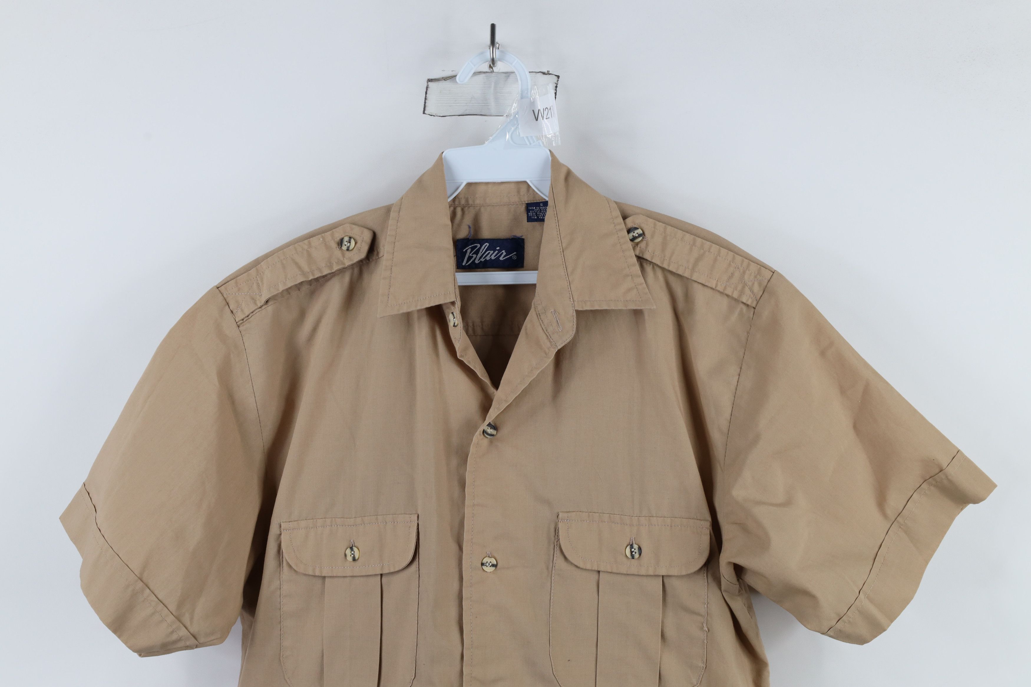 Vintage Vintage 90s Streetwear Safari Bush Button Shirt Beige Size US S / EU 44-46 / 1 - 2 Thumbnail