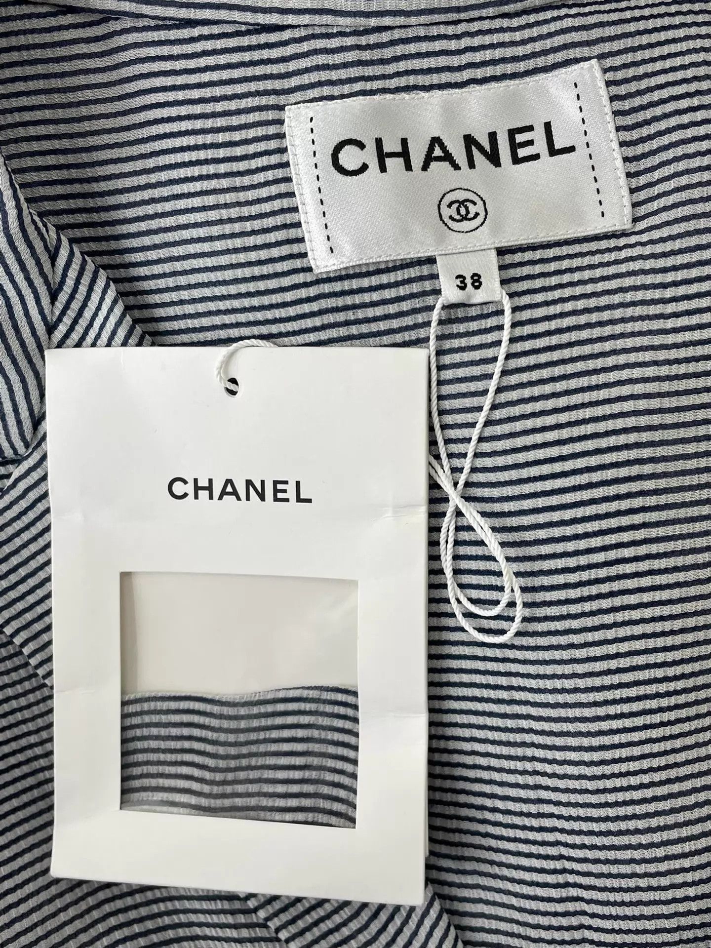 Chanel Chanel Blue Color-Blocked Striped Silk Dress 38 Size S / US 4 / IT 40 - 4 Thumbnail