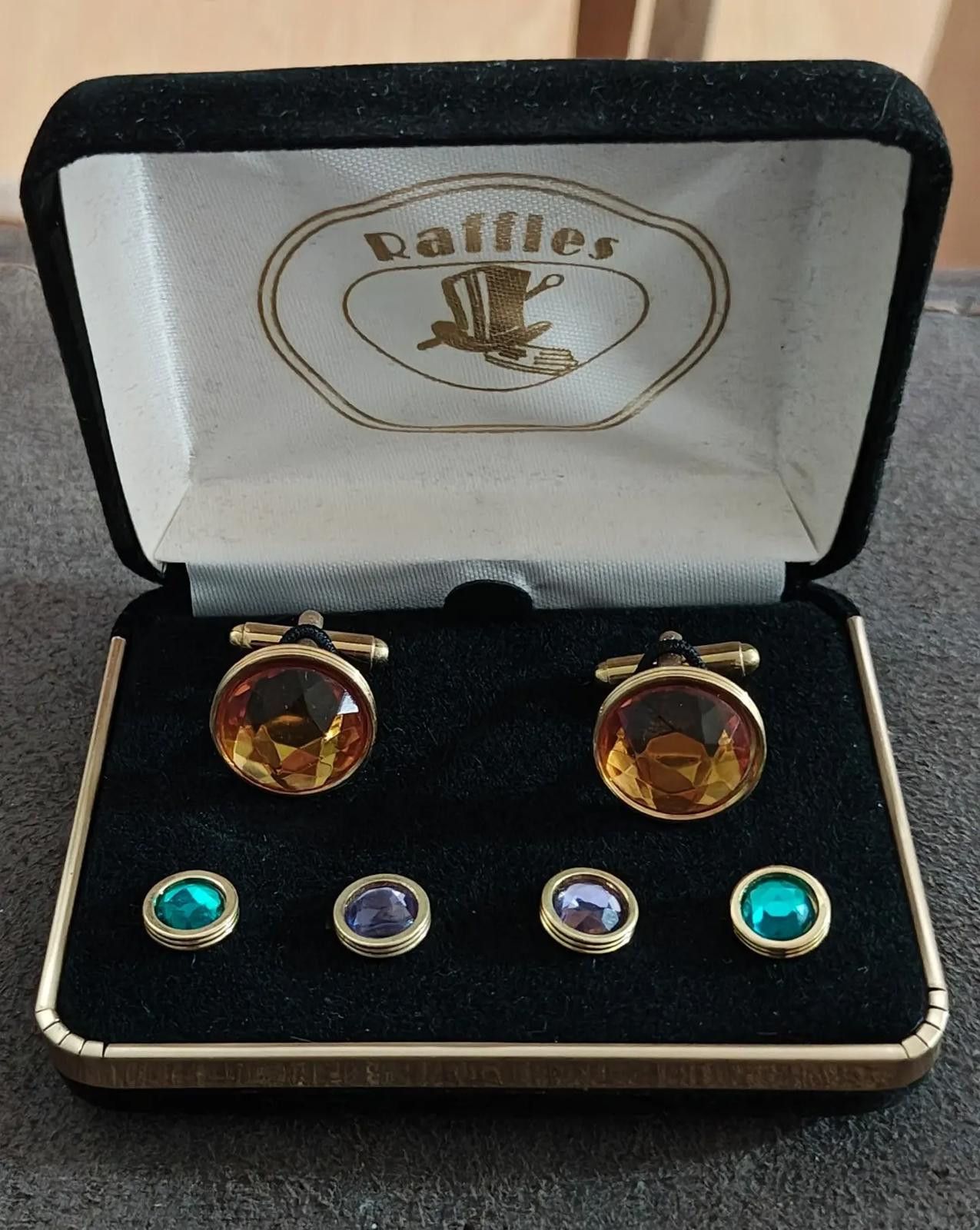 Other 1960 Raffles Cufflinks shirt studs with faceted color stones Size ONE SIZE - 8 Thumbnail
