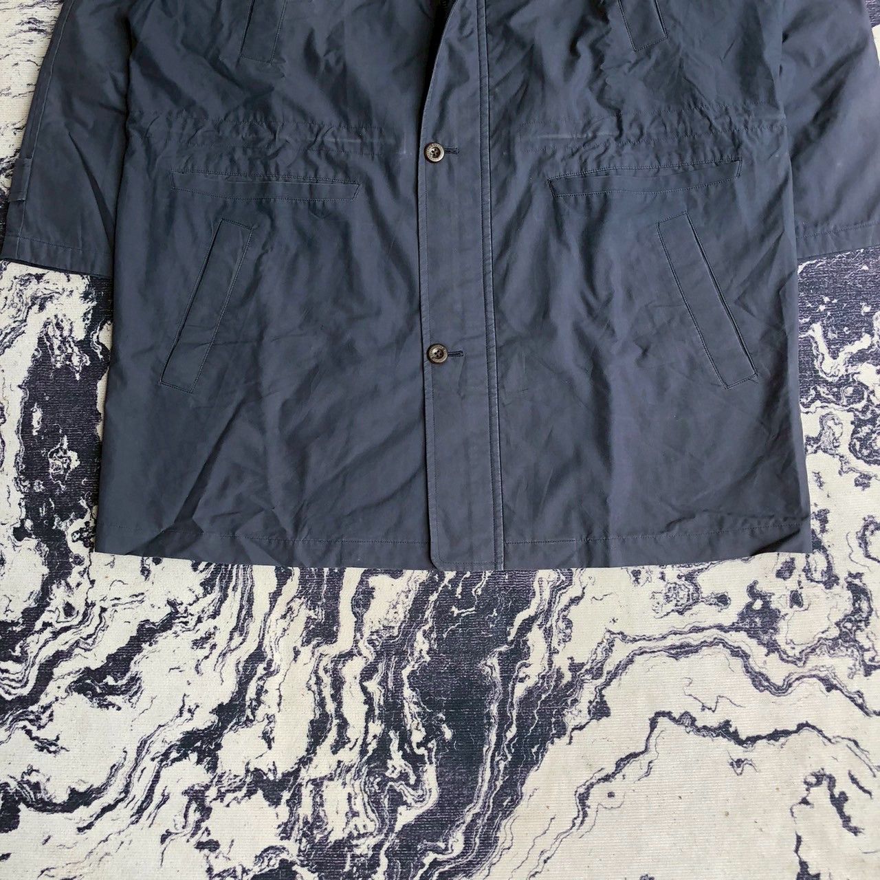 Burberry Vintage 90s Burberrys Navy Trench Coat Jacket Size US L / EU 52-54 / 3 - 5 Thumbnail