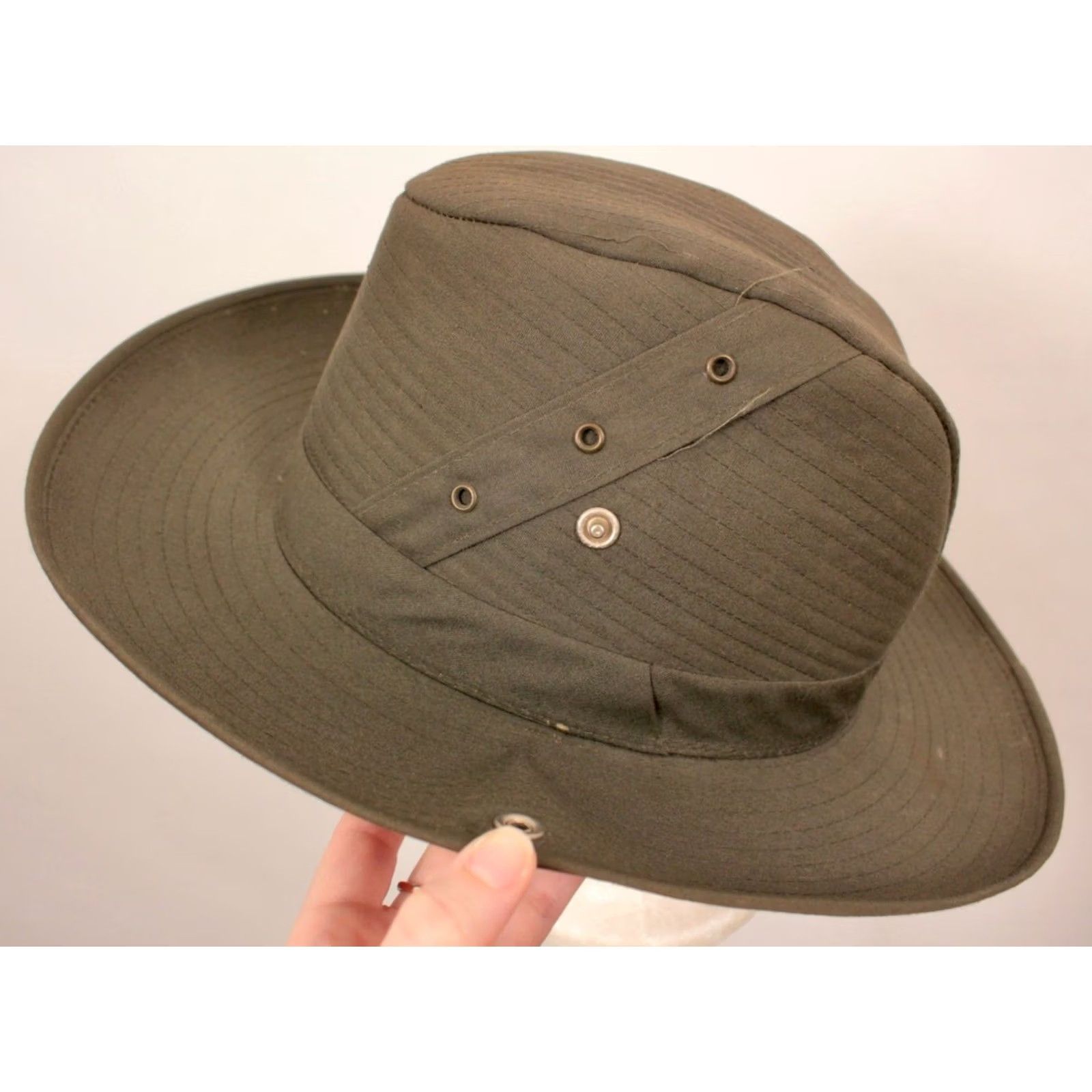 Vintage L.L. Bean Olive Green Hunter Hat 7 1/4 Adult Mens VTG 1970s Boonie Cap Fishing/Hunting Hat 70s Size ONE SIZE - 7 Thumbnail