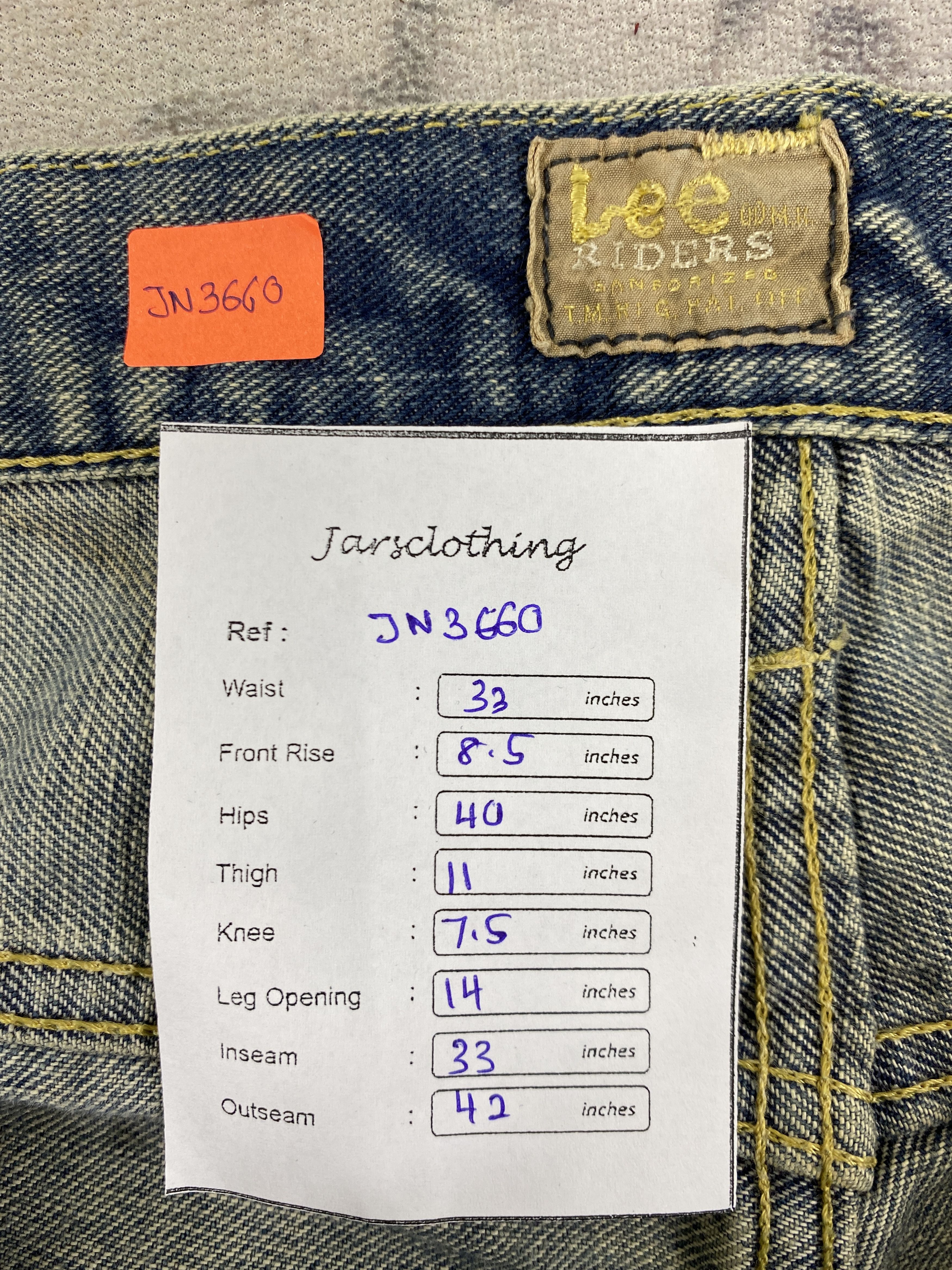 If Six Was Nine Redline Dirty Blue Vintage Lee Jeans 33x33 Denim- JN3660 Size US 33 - 8 Thumbnail
