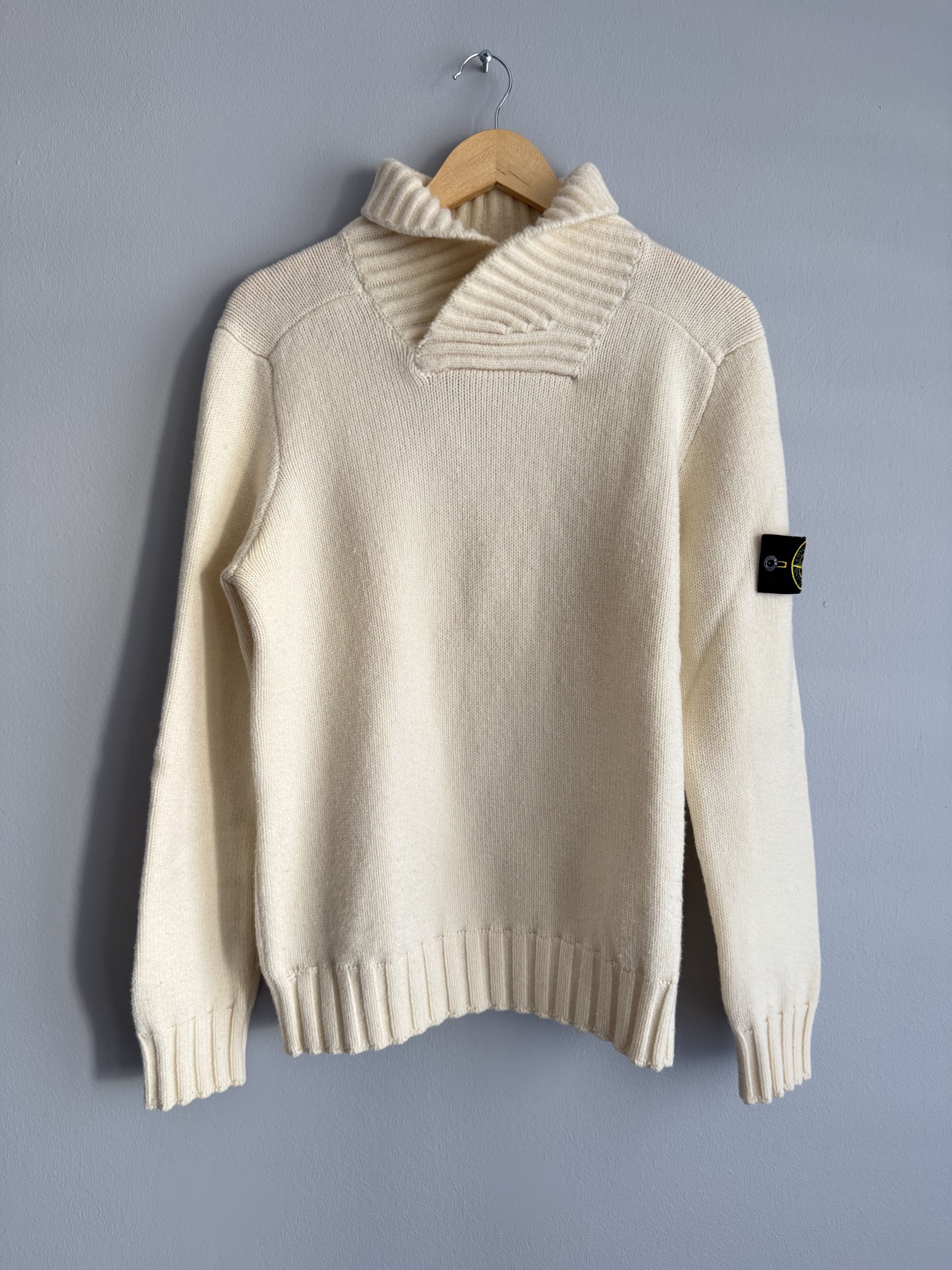 Stone Island Stone Island Wool Neck Knit Sweater Cream Made in ITALY Size US L / EU 52-54 / 3 - 1 Thumbnail