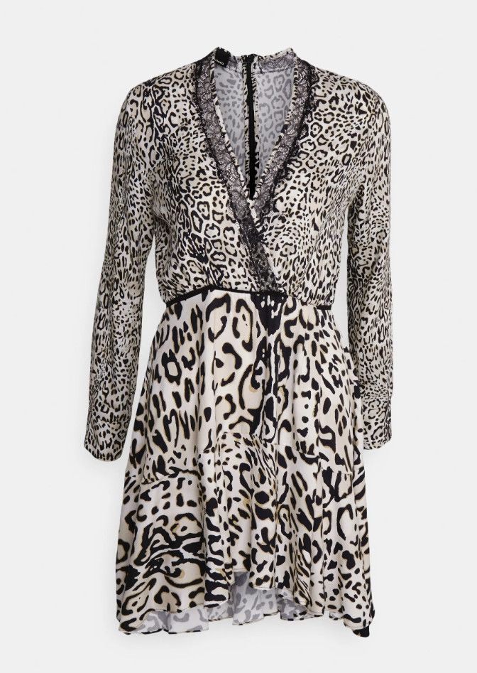 Pinko PINKO Animal Print Leopard V-Neck Lace Dress ( US 2 ) Size XS / US 0-2 / IT 36-38 - 8 Thumbnail