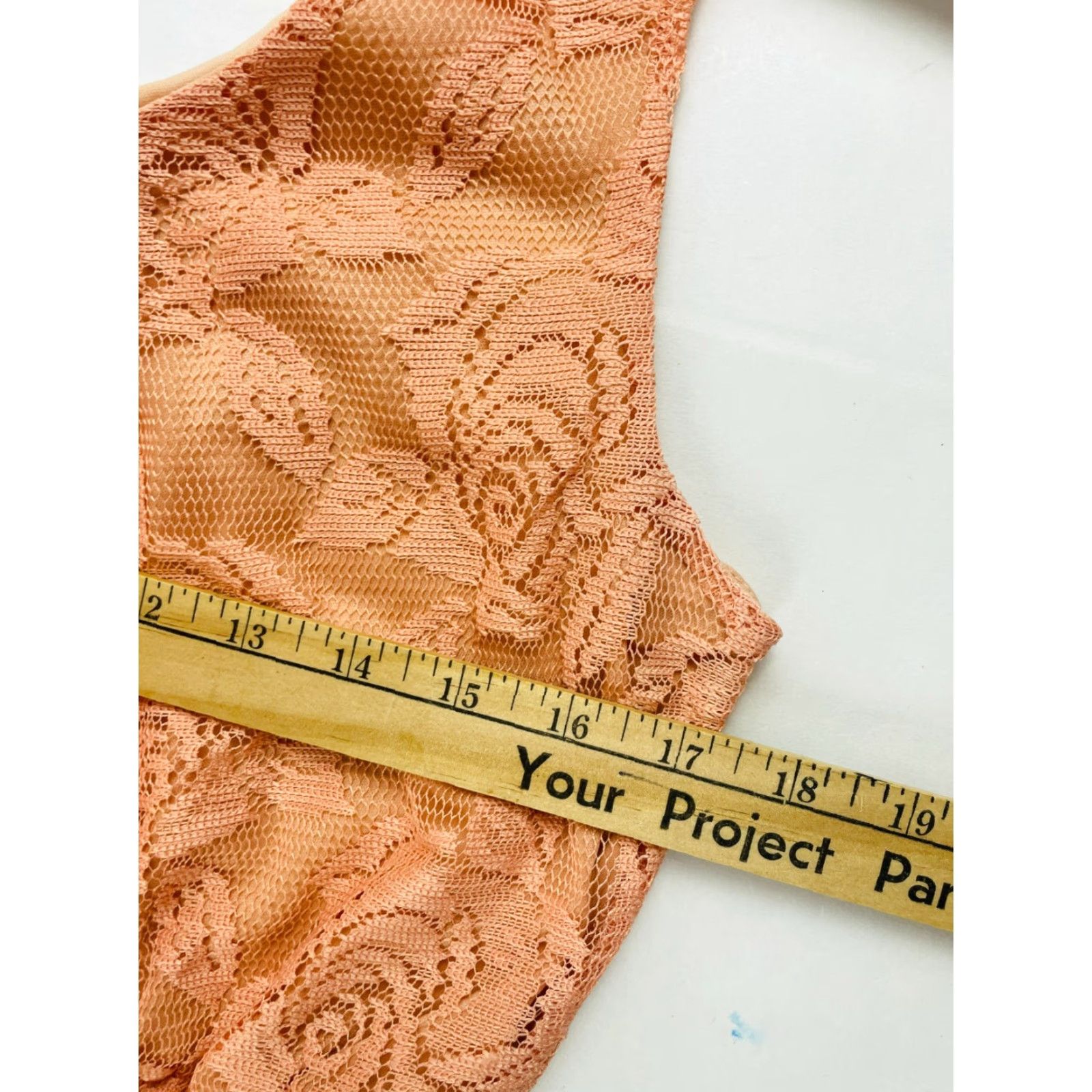 Vintage Maurices Dress Women's M peach Floral Lace Fit & Flare Above the Knee Size M / US 6-8 / IT 42-44 - 6 Thumbnail