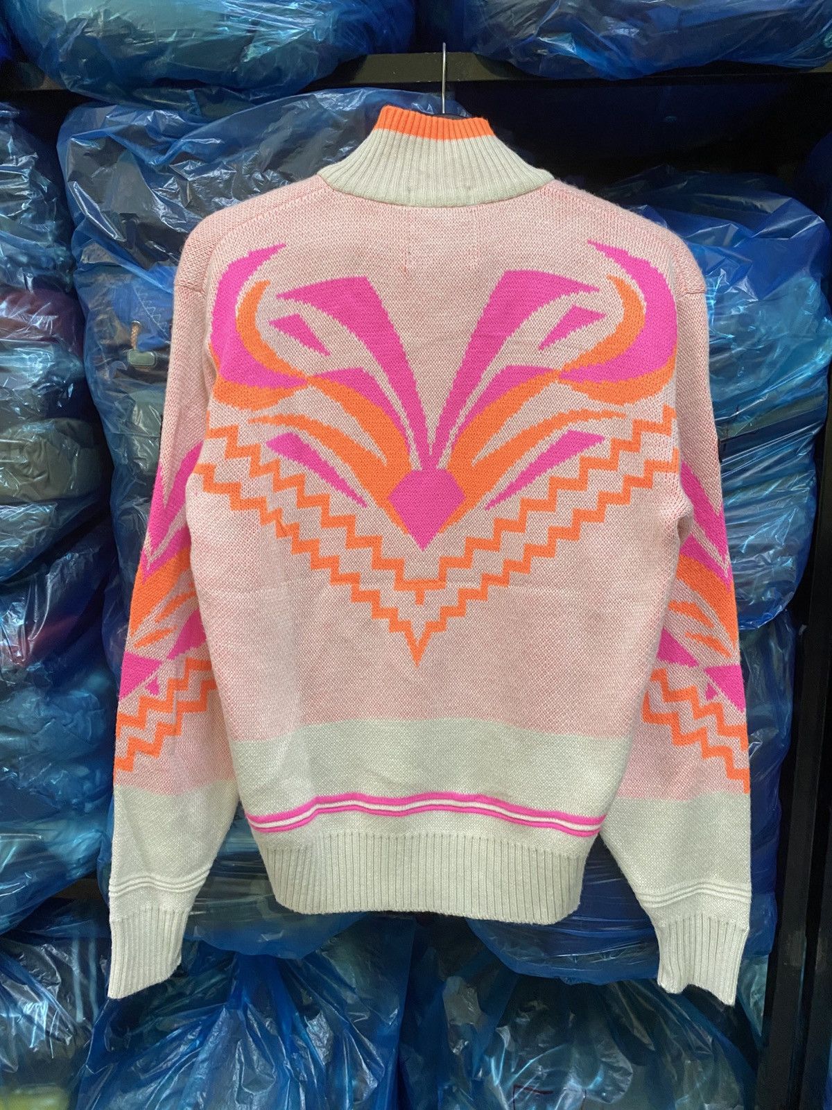 Descente Vintage DESCENTE Racing Knit Sweater 90s Retro Pink Neon Size US M / EU 48-50 / 2 - 10 Thumbnail