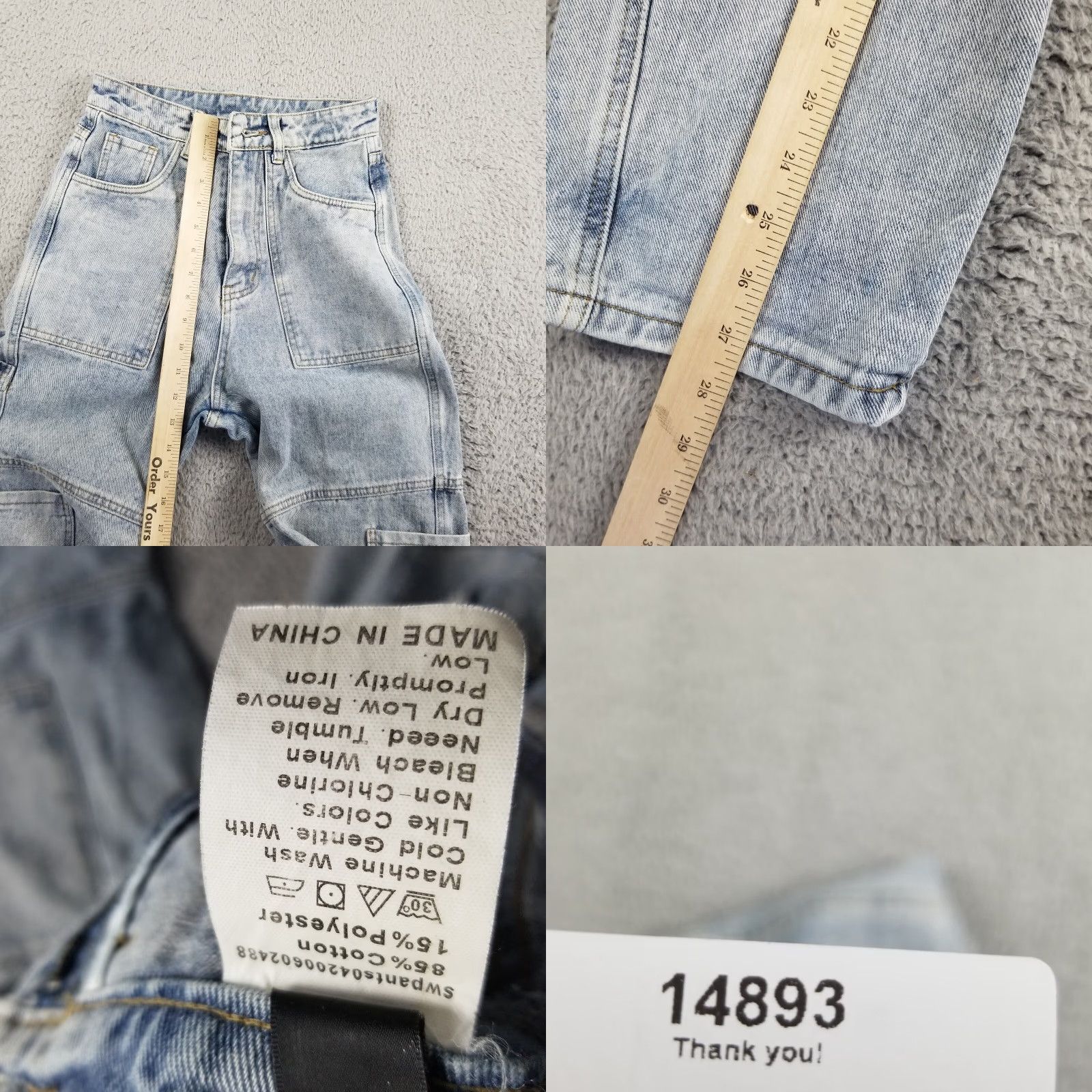 Shein VINTAGE SheIn Jeans Women Straight XS 25x28 Blue Denim Zipper Flaw 90s Grunge Hip Hop Mens Womens Girls Size 25" / US 0 / IT 36 - 8 Thumbnail