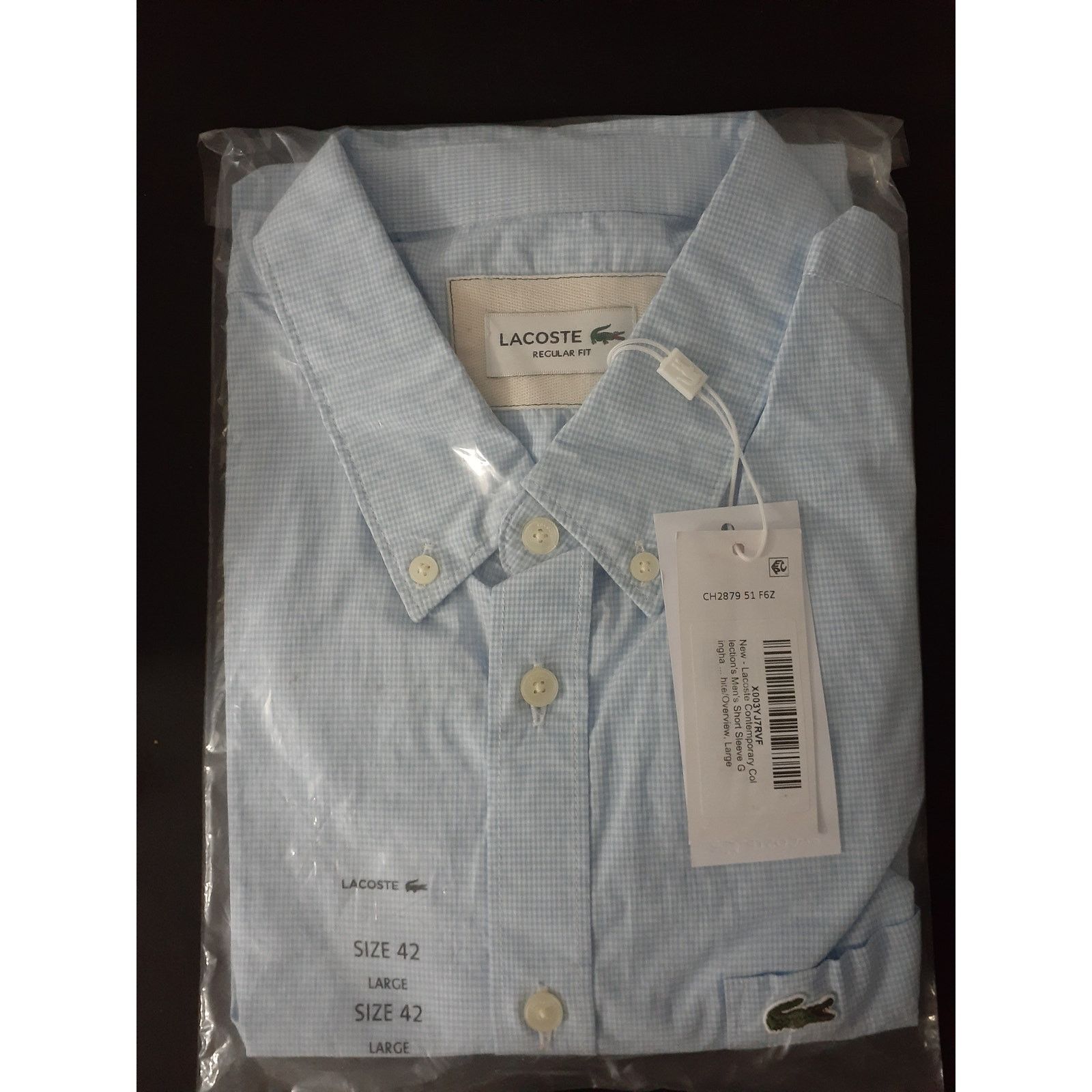 Lacoste Lacoste Mens Contemporary Collections Short Sleeve Gingham L Size US L / EU 52-54 / 3 - 2 Thumbnail