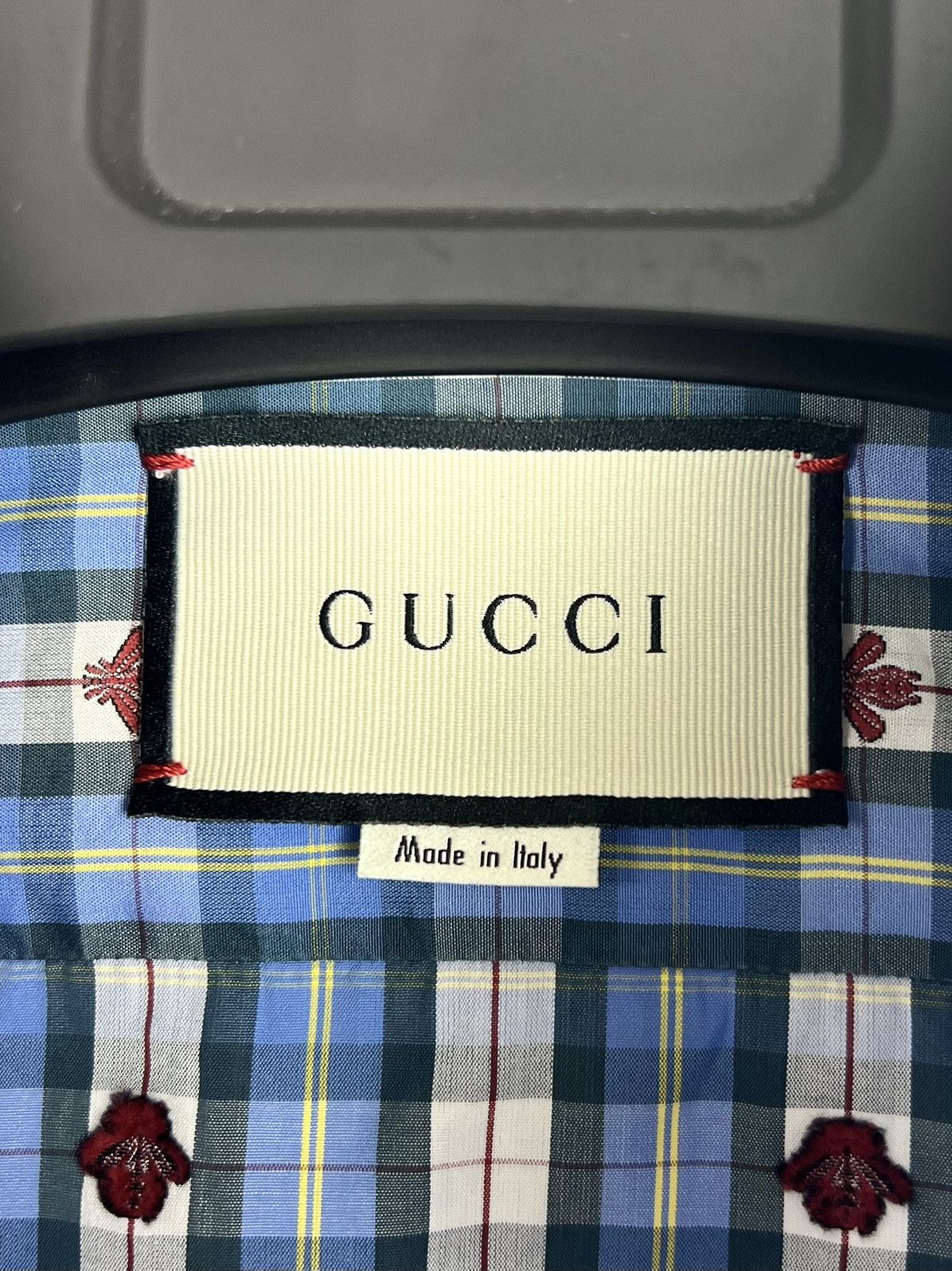 Gucci GUCCI Shirt Button Up Monogram Embroidered Bee Checkered Size US S / EU 44-46 / 1 - 12 Thumbnail