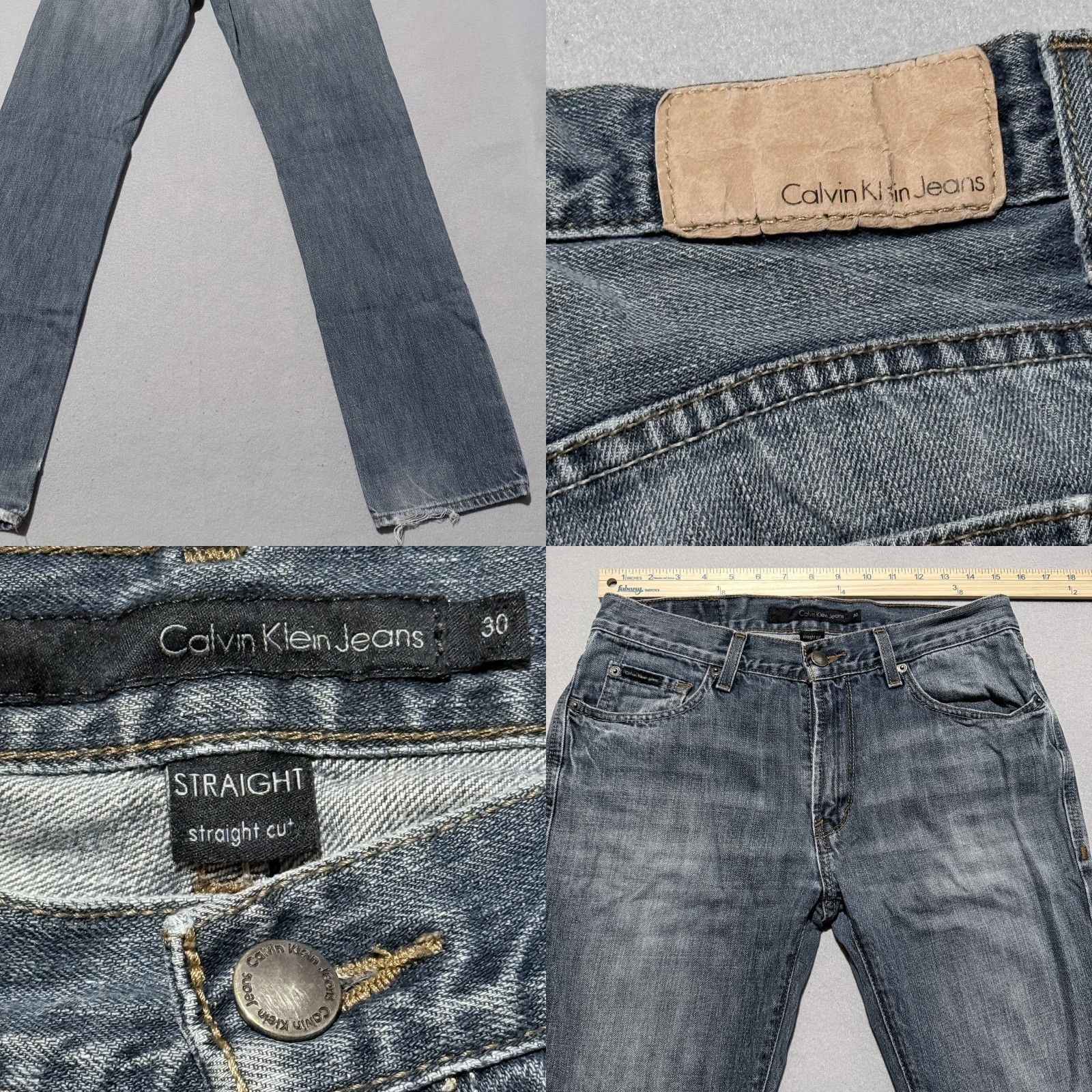 Calvin Klein Calvin Klein Jeans Men Blue Denim Low Rise Classic Straight Zip Fly 30 Jeans Size US 30 / EU 46 - 8 Thumbnail