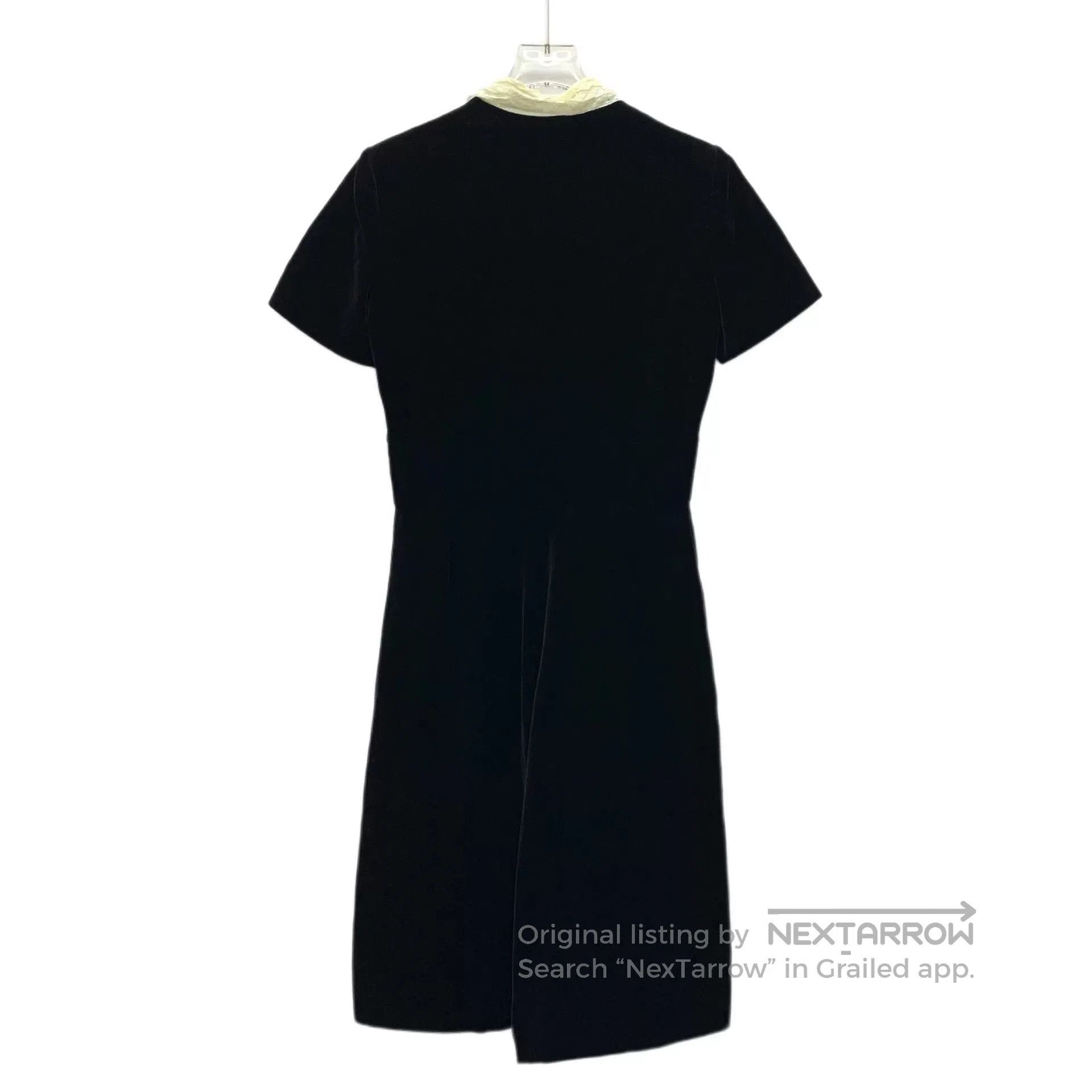 Dior black embroidered collar velvet dress. Size L / US 10 / IT 46 - 2 Thumbnail