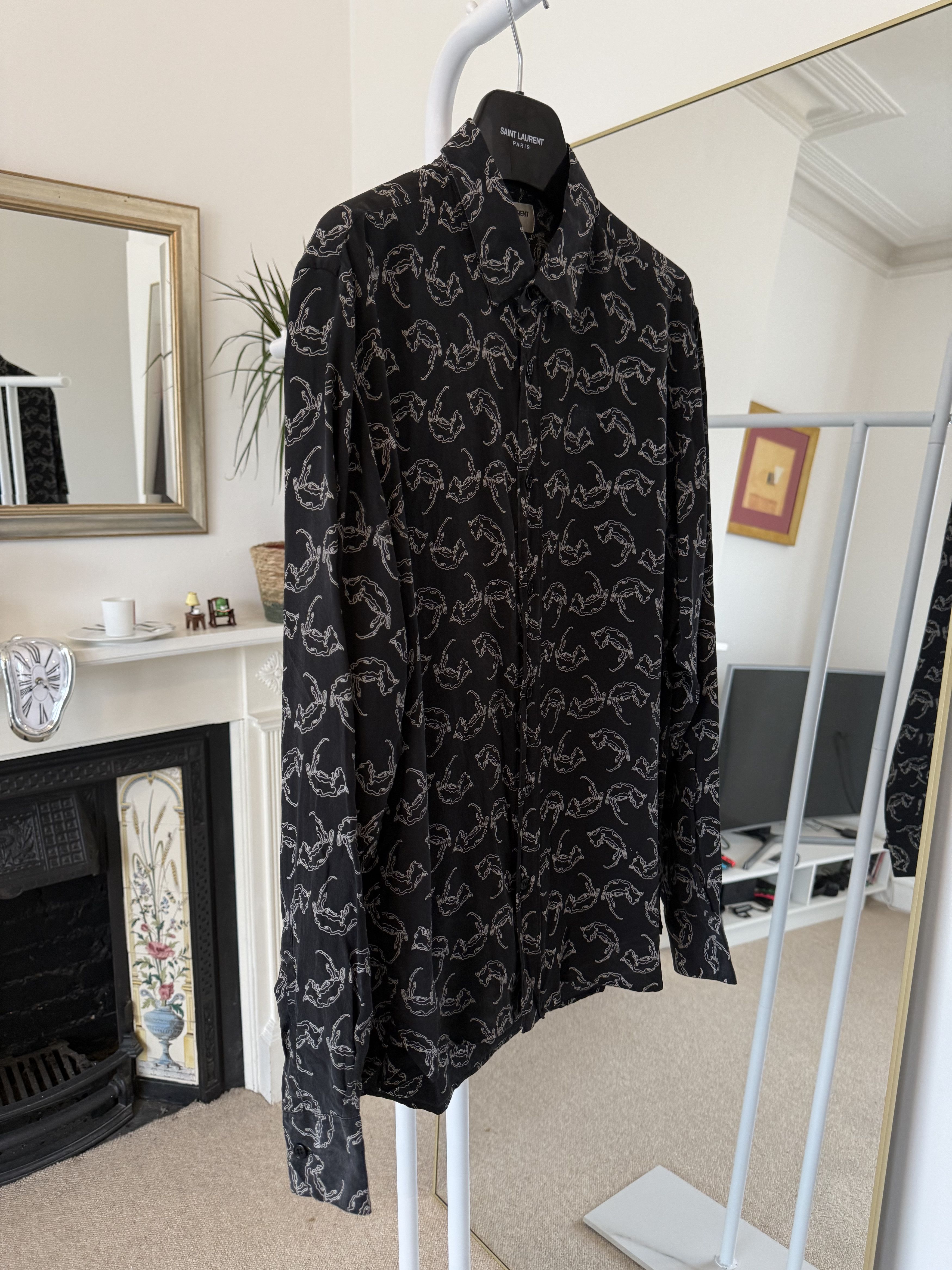 Hedi Slimane × Saint Laurent Paris FW13 Saint Laurent Silk Dead Rats Shirt Size US L / EU 52-54 / 3 - 3 Thumbnail