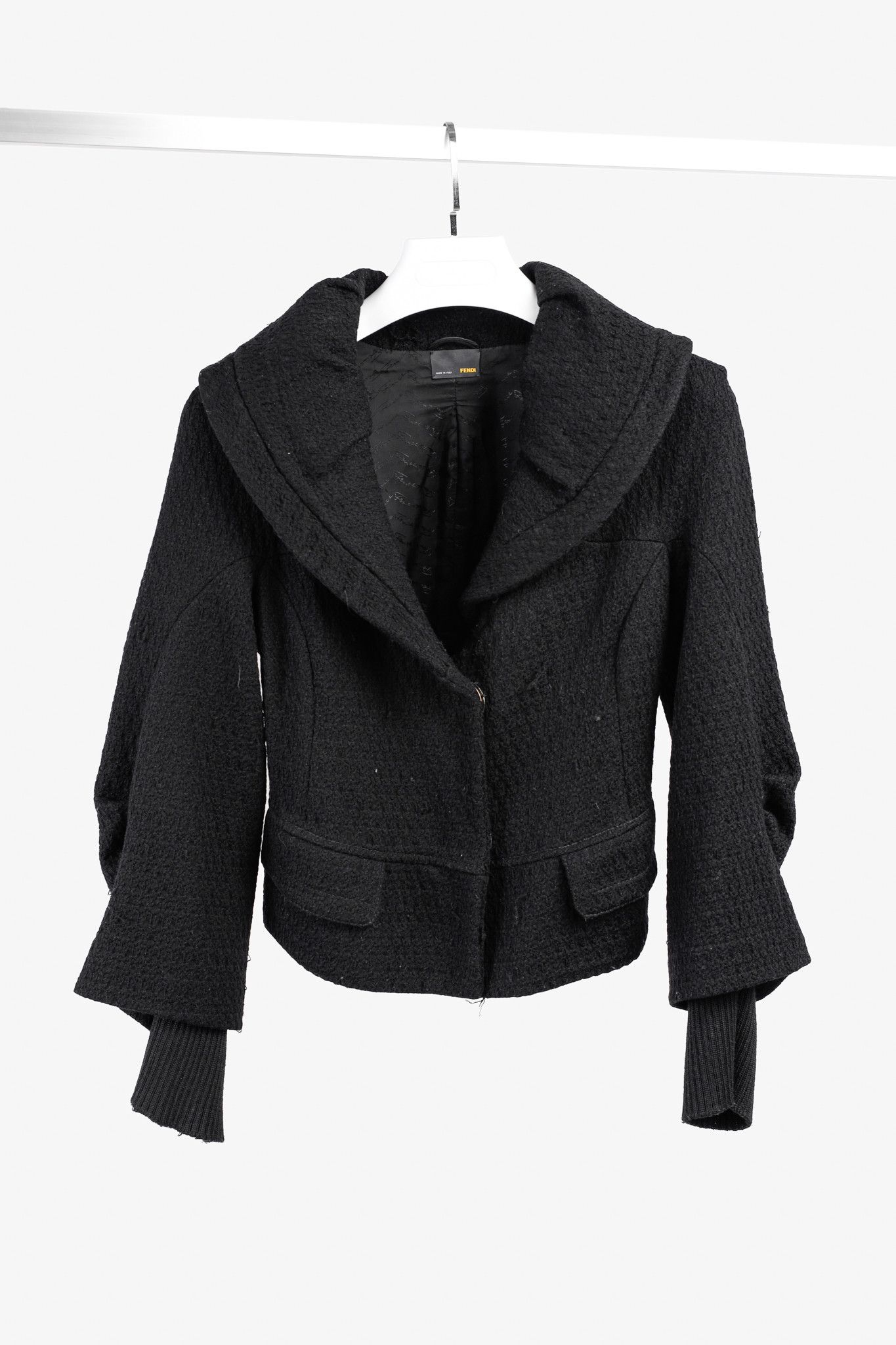 Fendi Fendi Vintage Shawl Collar Blazer in Black Textured Wool Size M / US 6-8 / IT 42-44 - 1 Thumbnail
