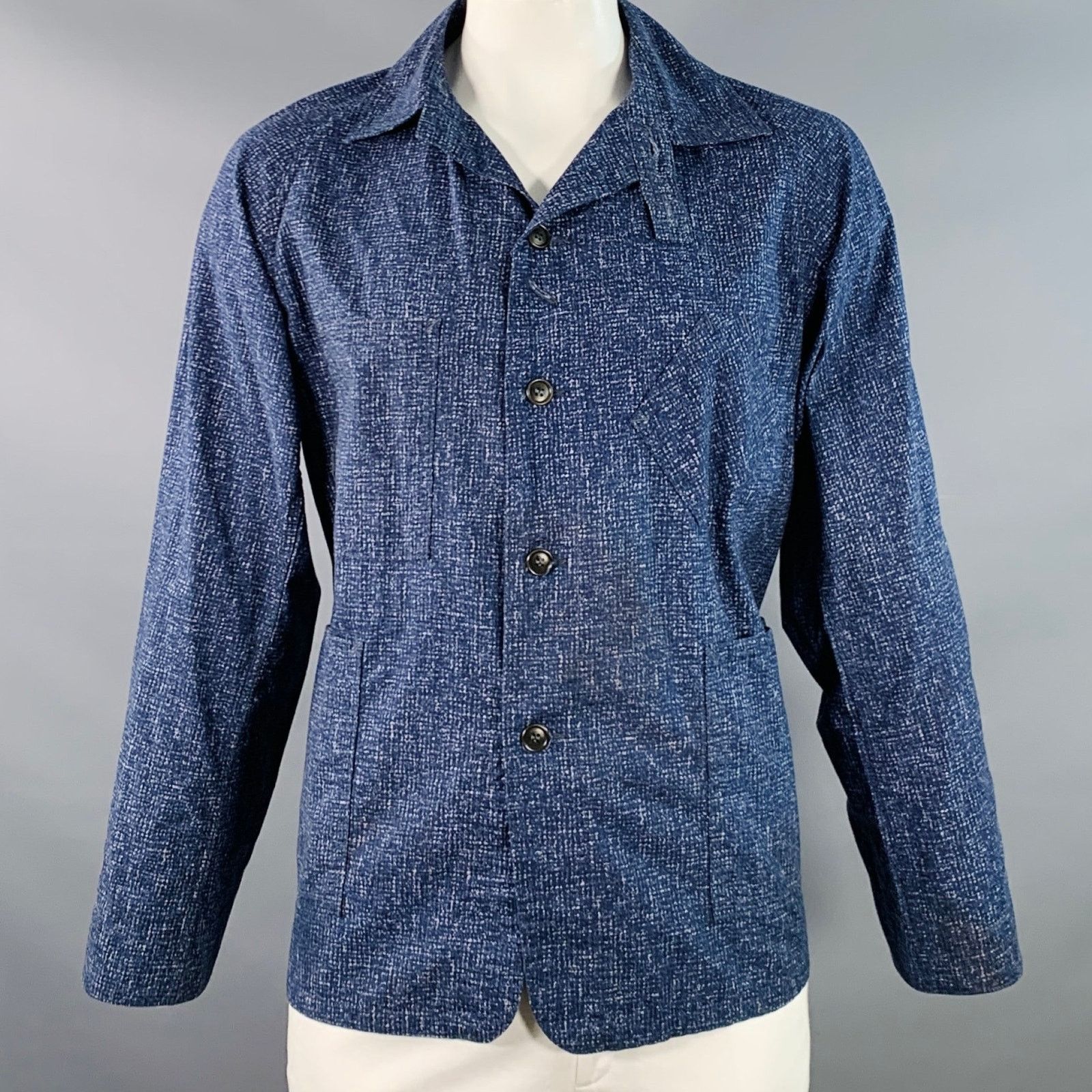 Other POST O'ALLS Size XL Navy Grey Marbled Cotton Shirt Jacket Size US XL / EU 56 / 4 - 1 Thumbnail