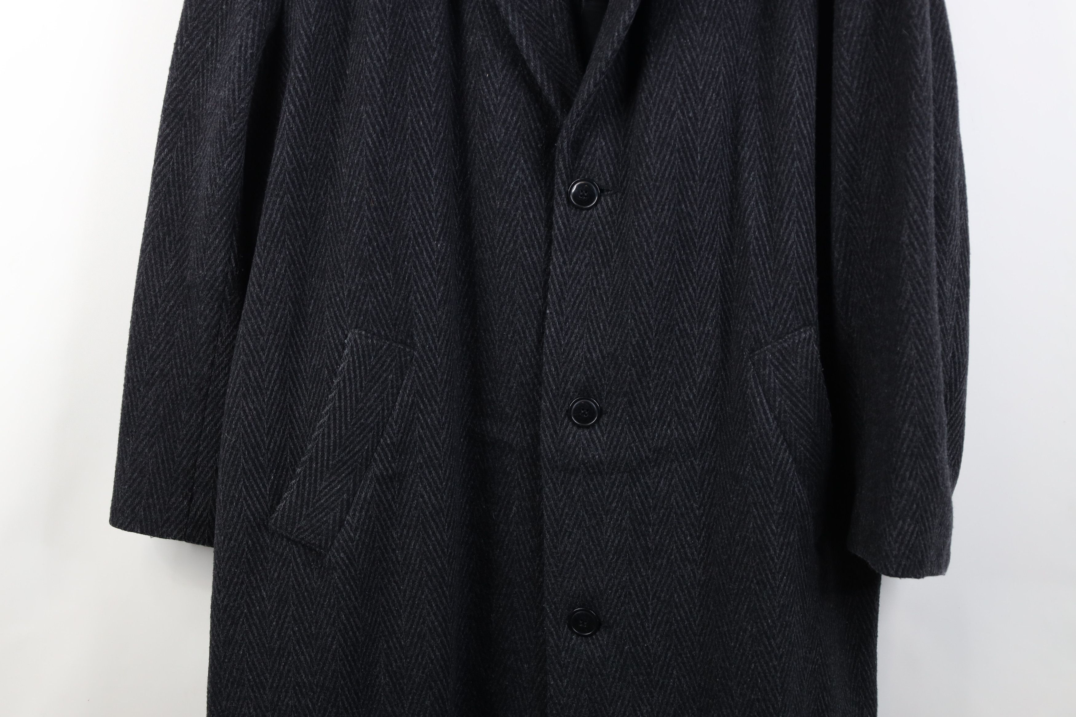 Eddie Bauer Vintage 90s Eddie Bauer Herringbone Overcoat Jacket Black Size US XL / EU 56 / 4 - 3 Thumbnail