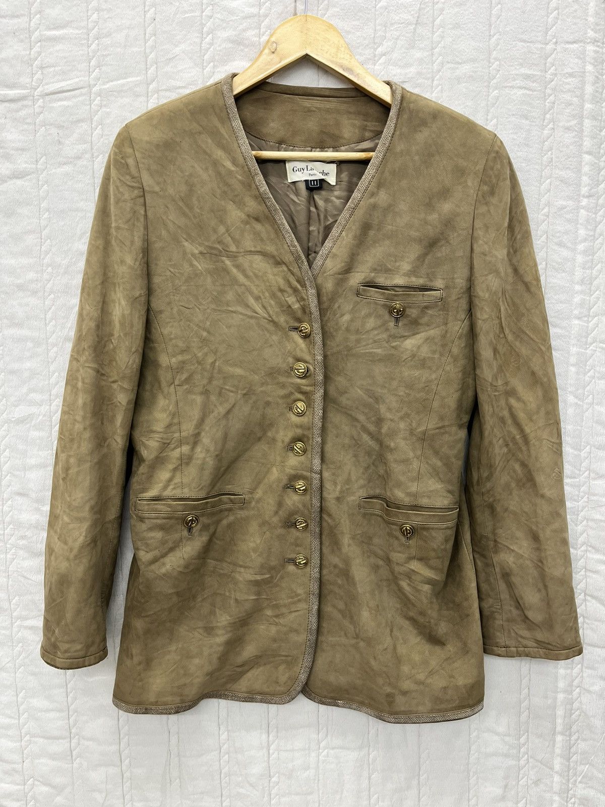 Guy Laroche × Vintage ARCHIVE🔥GUY LAROCHE SUEDE BUTTON JACKET Size M / US 6-8 / IT 42-44 - 1 Thumbnail