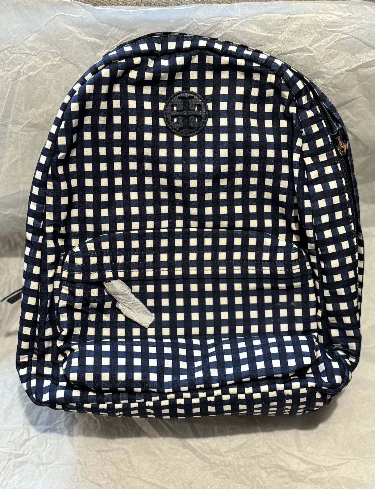 Tory Burch New with tags Ella Tory Burch navy blue gingham backpack Size ONE SIZE - 4 Thumbnail
