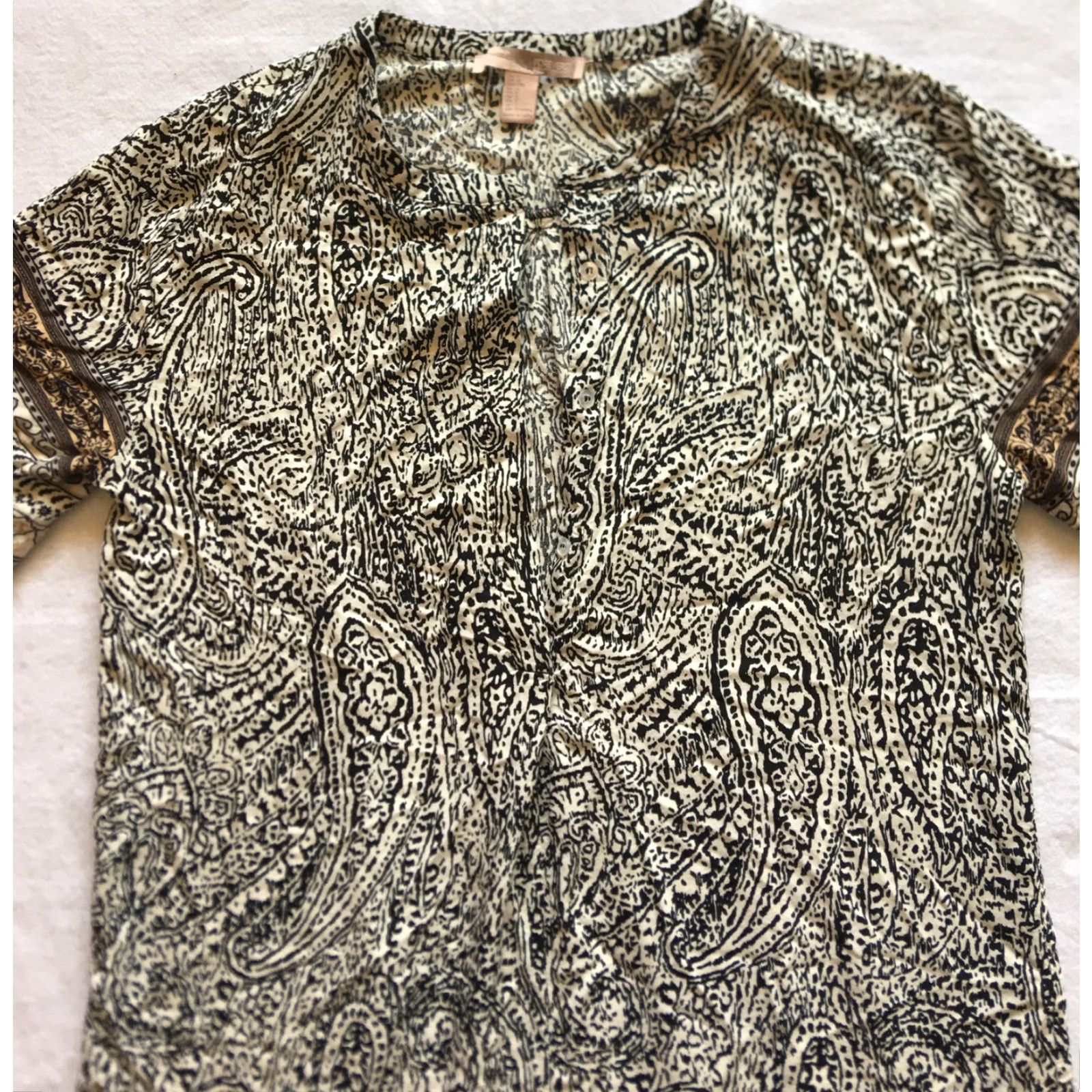 Forever 21 FOREVER 21 Shirt Dress Tunic / B7 / Ivory Black Animal Print / Button-Up / Collared / Sleeveless Long Shirt Dress / L / Women Size L / US 10 / IT 46 - 3 Thumbnail