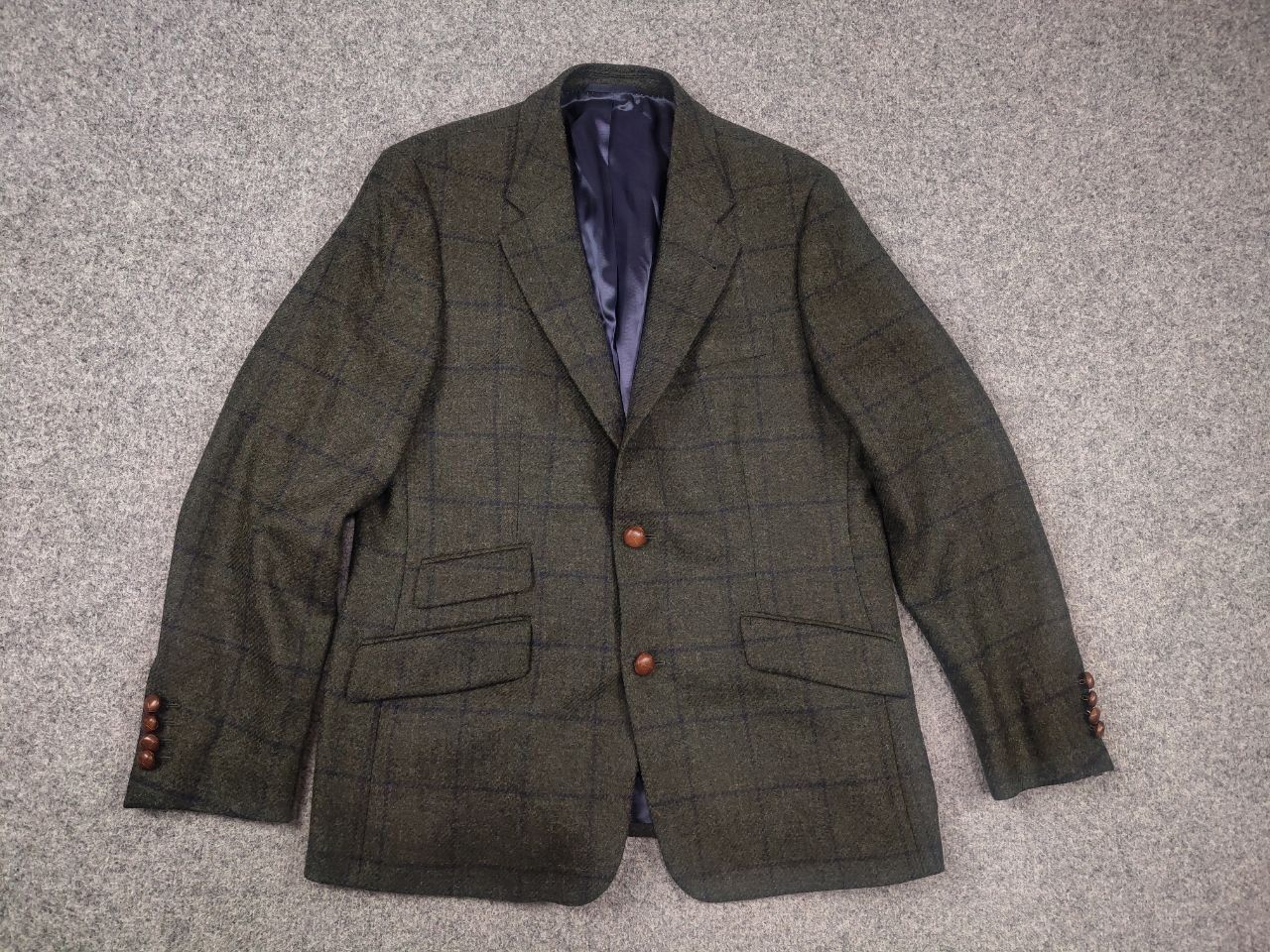 Harris Tweed Charles Robertson British Green Wool Tweed Blazer Jacket Size US M / EU 48-50 / 2 - 2 Thumbnail