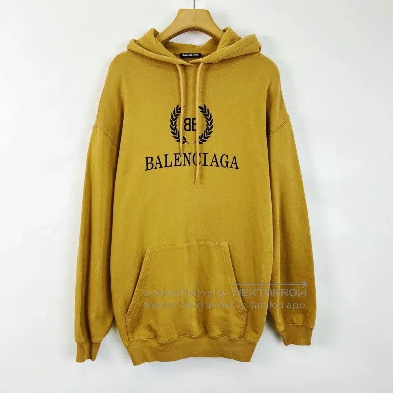 Balenciaga Balenciaga Khaki Wheat Logo Print Hooded Sweatshirt Size US XS / EU 42 / 0 - 1 Thumbnail