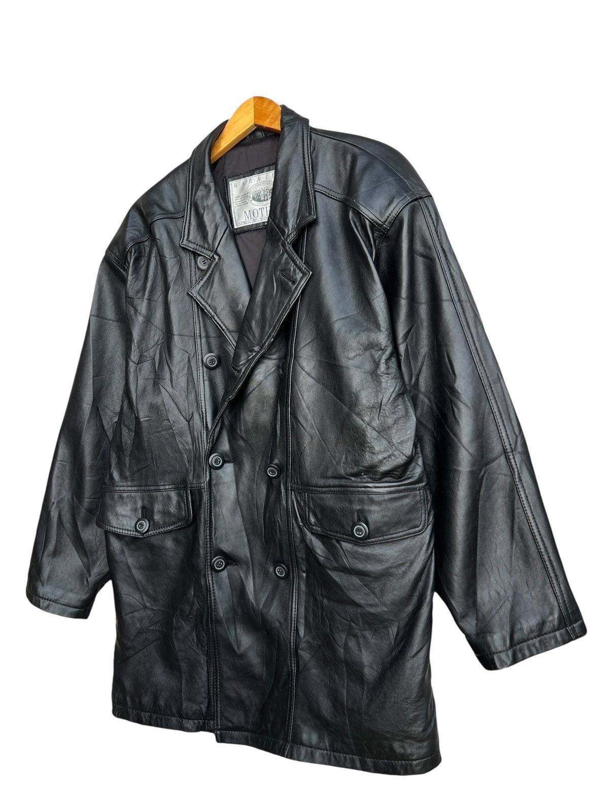 Vintage Vintage 90s Harajuku Mother Coat Black Leather Jacket Size US L / EU 52-54 / 3 - 6 Thumbnail