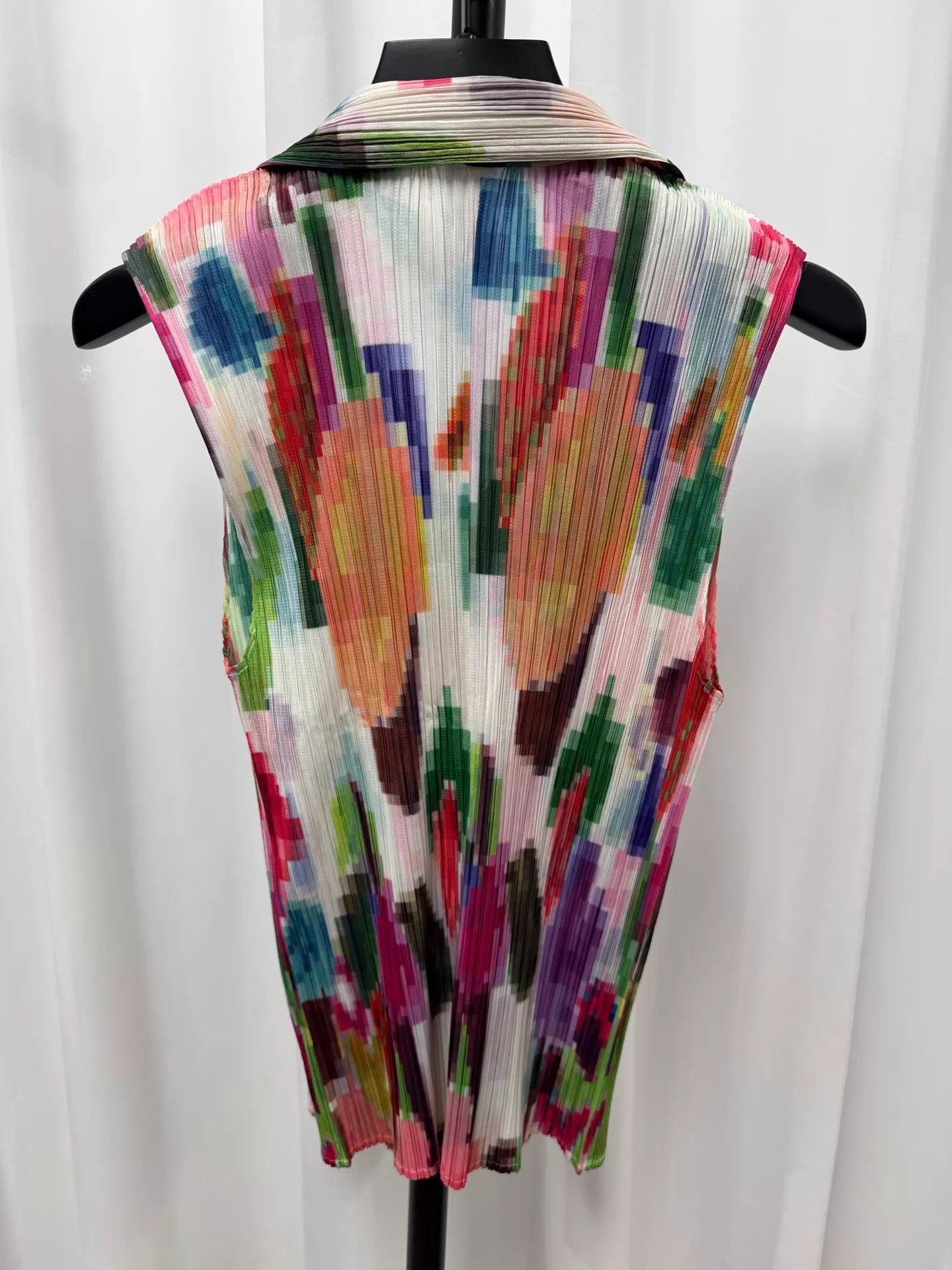 Issey Miyake PP Issey Miyake Color Mosaic Pleated Sleeveless Shirt Size L / US 10 / IT 46 - 7 Thumbnail