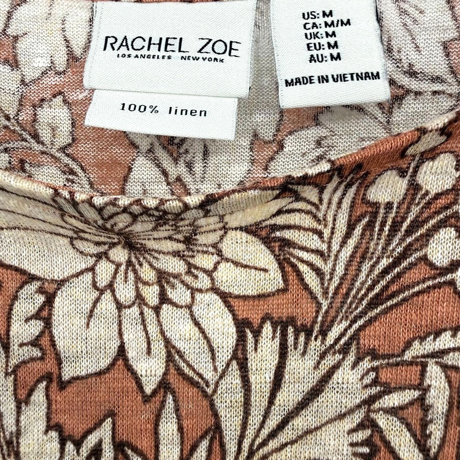 Rachel Zoe Rachel Zoe Linen Blouse Medium Floral Lightweight Boho Top Size M / US 6-8 / IT 42-44 - 3 Thumbnail