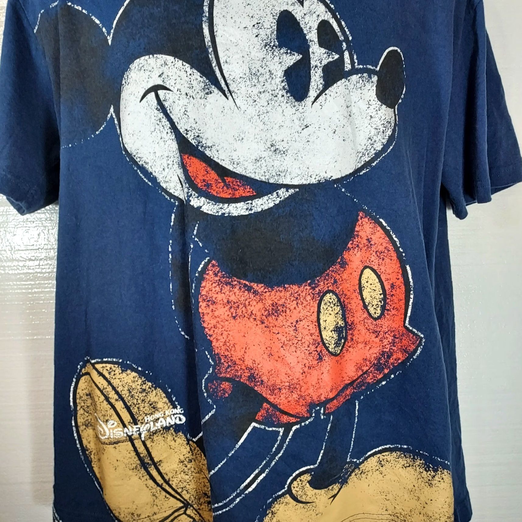 Disney VINTAGE Disney Mickey Mouse T-Shirt Jersey Blue 100% Cotton Women's XL EUC Spring Summer Hong Kong Disneyland Pattern Basic Shirt" Size XL / US 12-14 / IT 48-50 - 3 Thumbnail