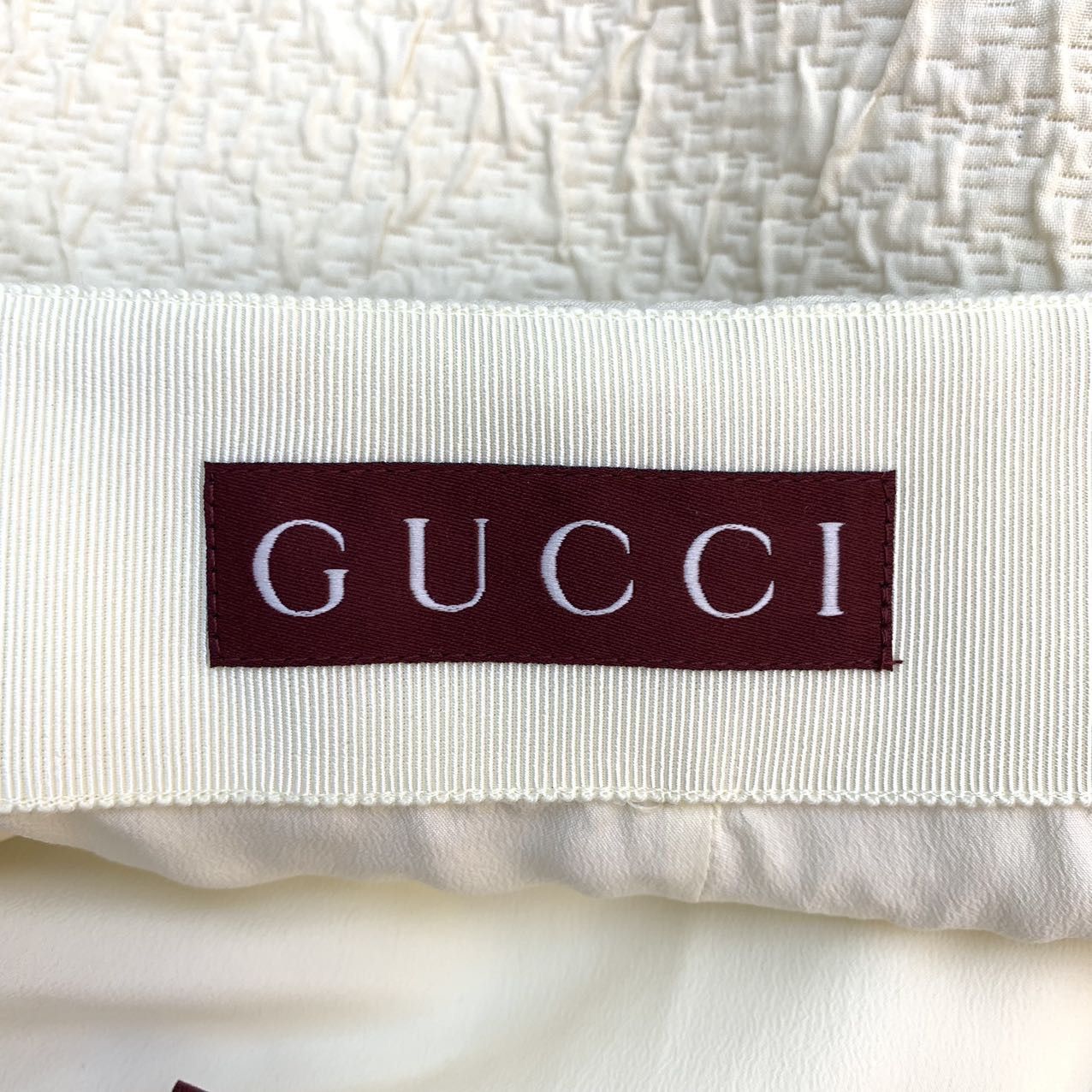 Gucci Gucci Off-white Textured Cotton Casual Mini Skirt K26WX Size 25" / US 0 / IT 36 - 6 Thumbnail