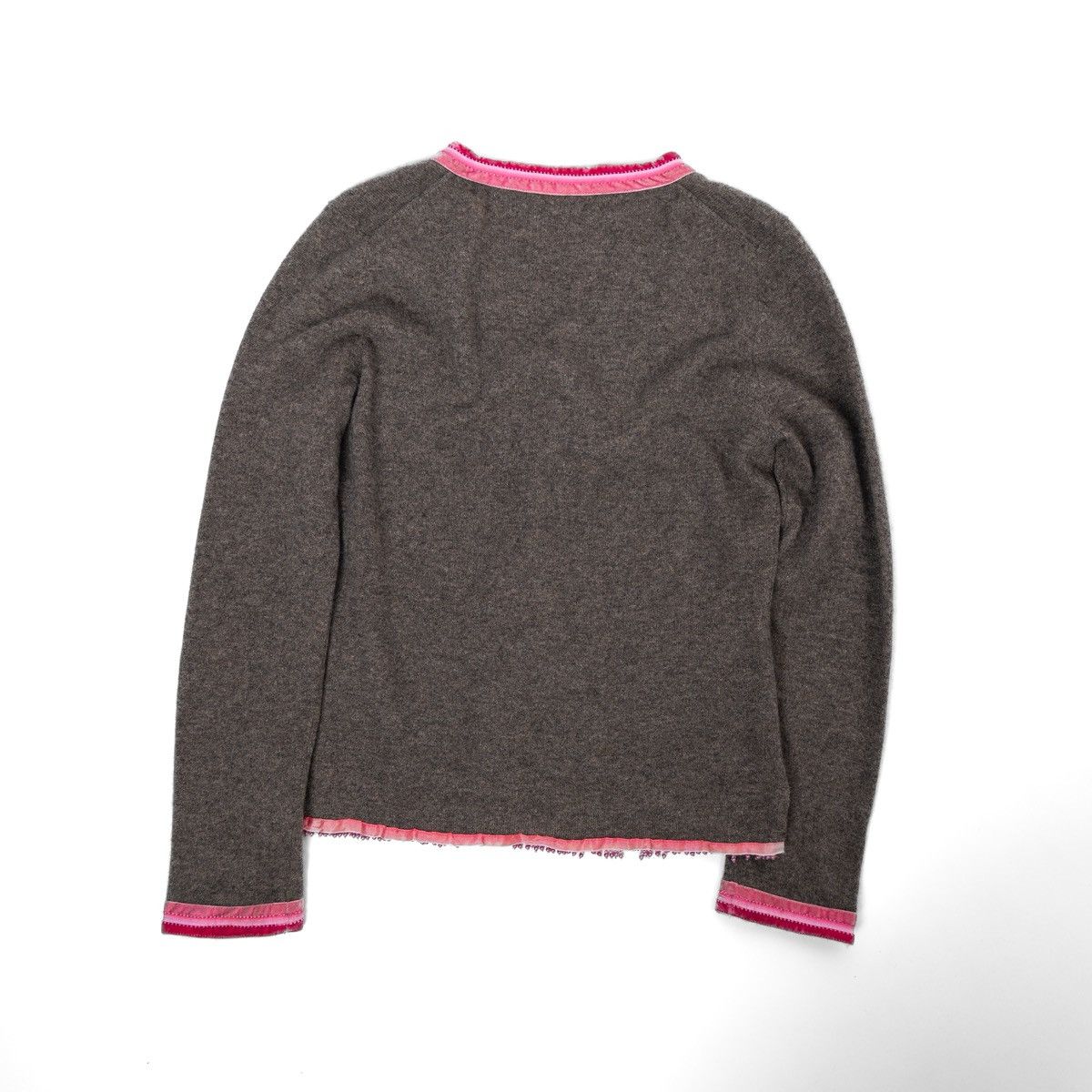 Other FFC Womens Cashmere Cardigan Grey Pink Trim Button Knit Size S / US 4 / IT 40 - 6 Thumbnail