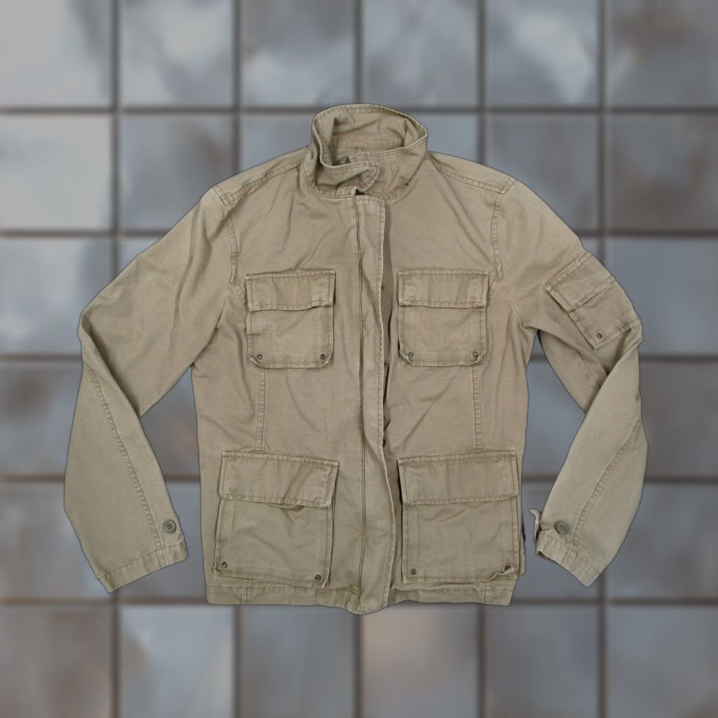 J.CREW Women's Military Jacket Medium Beige Full Zip Utility Casual Cotton