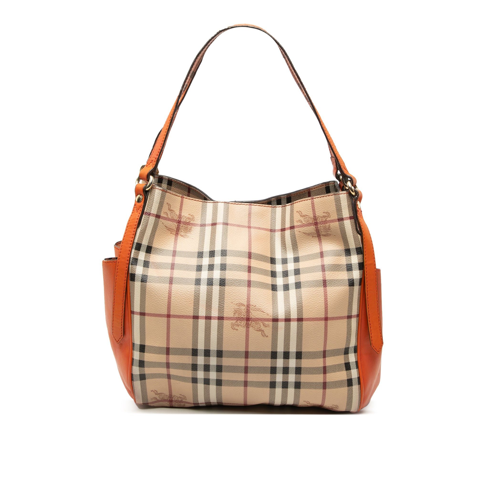 Burberry Small Leather Trimmed Haymarket Check Coated Canvas Canterbury Tote Size ONE SIZE - 1 Thumbnail