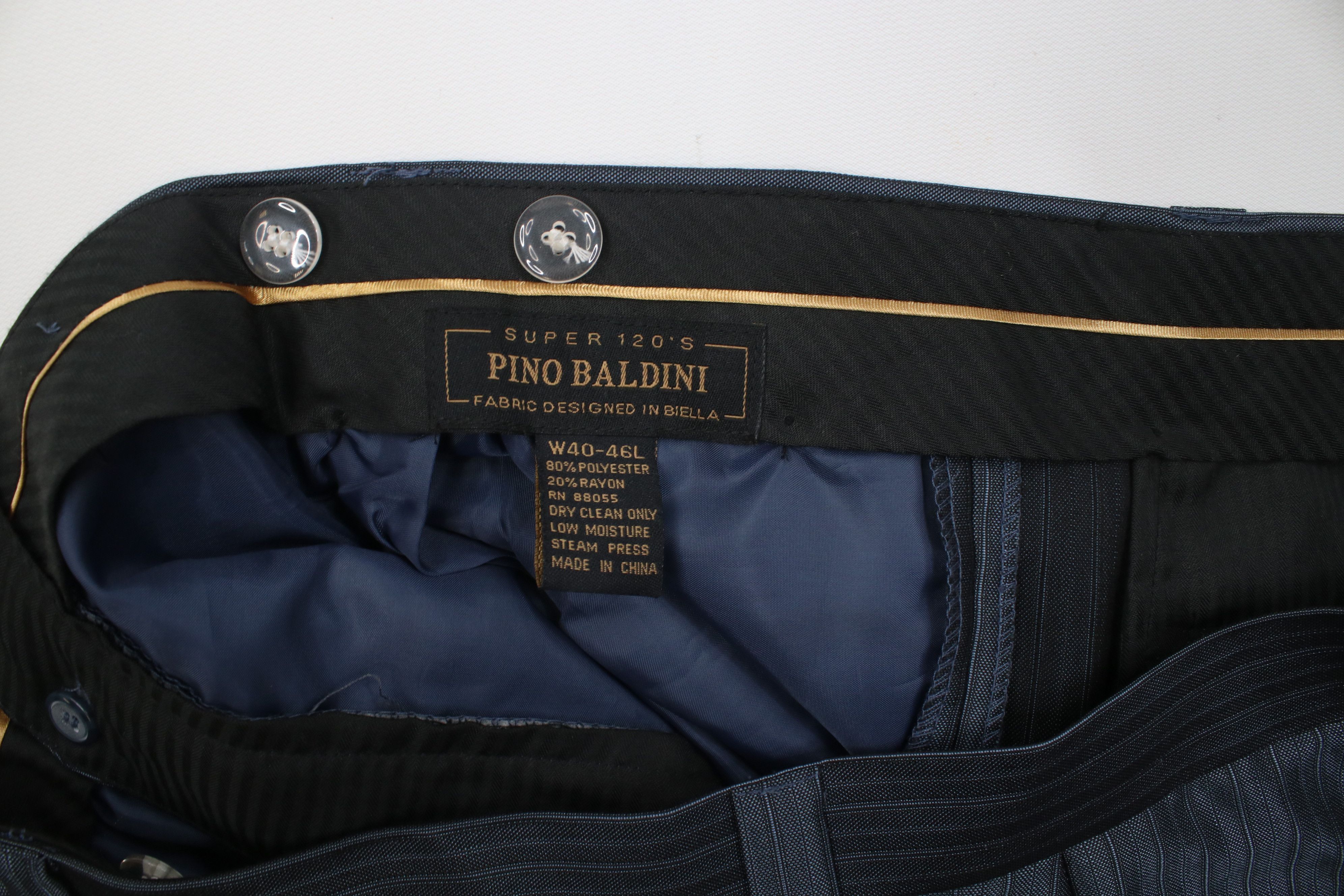 Vintage Vintage 90s Blend Satin Striped Wide Leg Chino Pants Blue Size US 40 / EU 56 - 7 Thumbnail