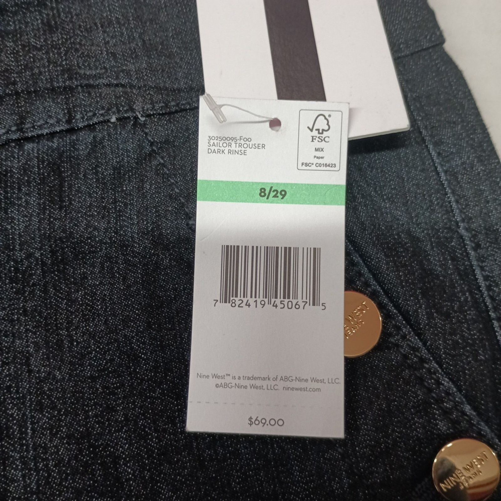 Nine West Nine West Jeans Women's 8 Black Trouser Sailor Nautical Corp Size 30" / US 8 / IT 44 - 4 Thumbnail