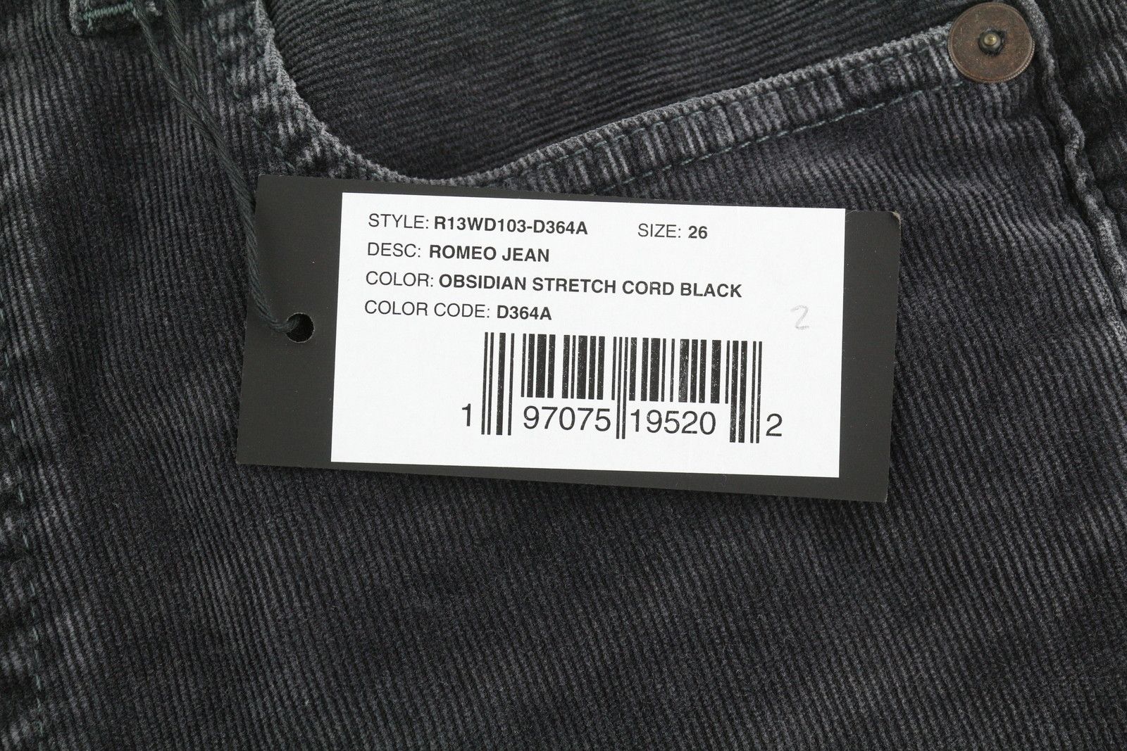 R13 ROMEO 26 Obsidian Stretch Cord Faded Grey FW25 86537 Size 26" / US 2 / IT 38 - 7 Thumbnail