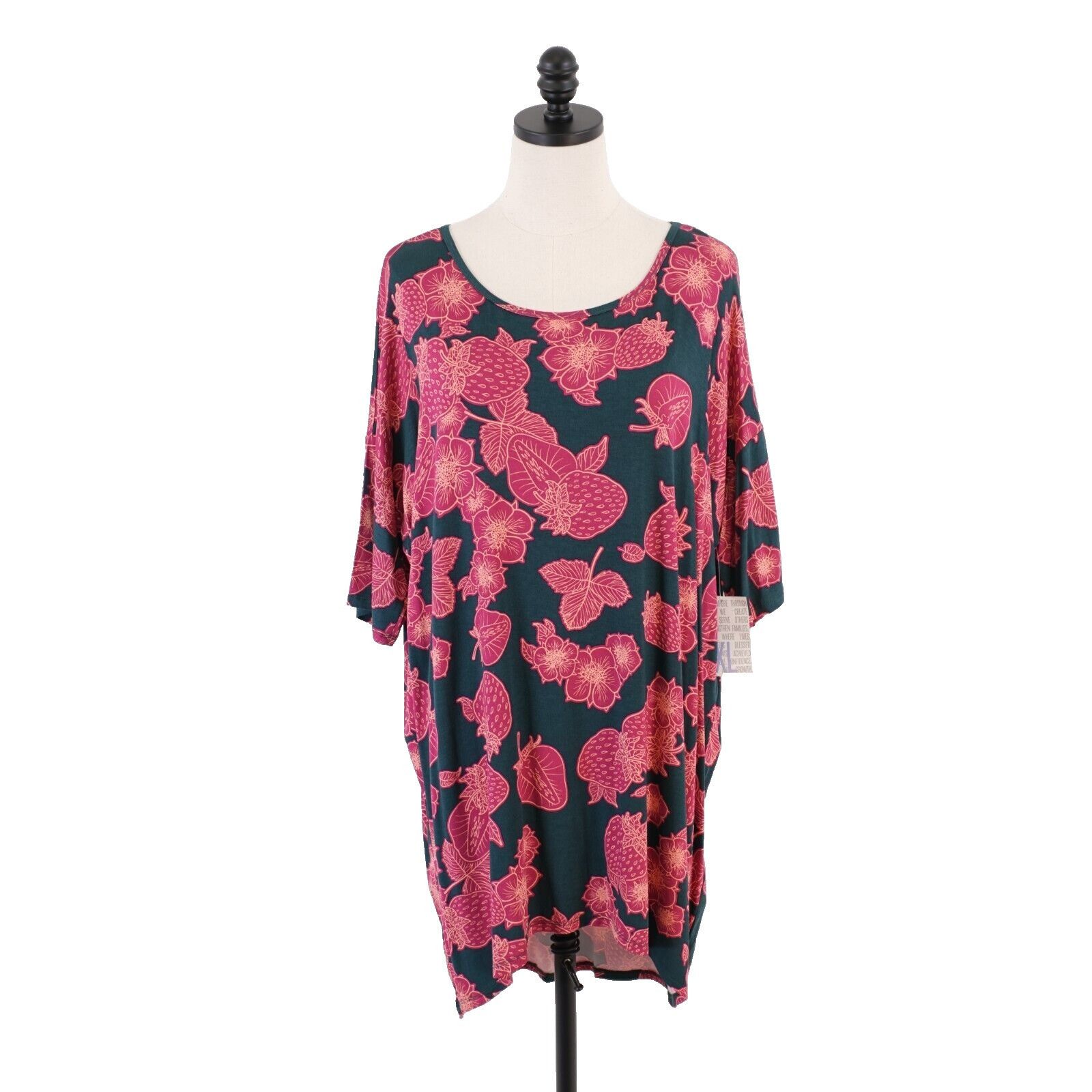 Designer NEW LuLaRoe Irma XL Pink Green Floral Tunic Boat Neck Top Sh Size XL / US 12-14 / IT 48-50 - 1 Thumbnail