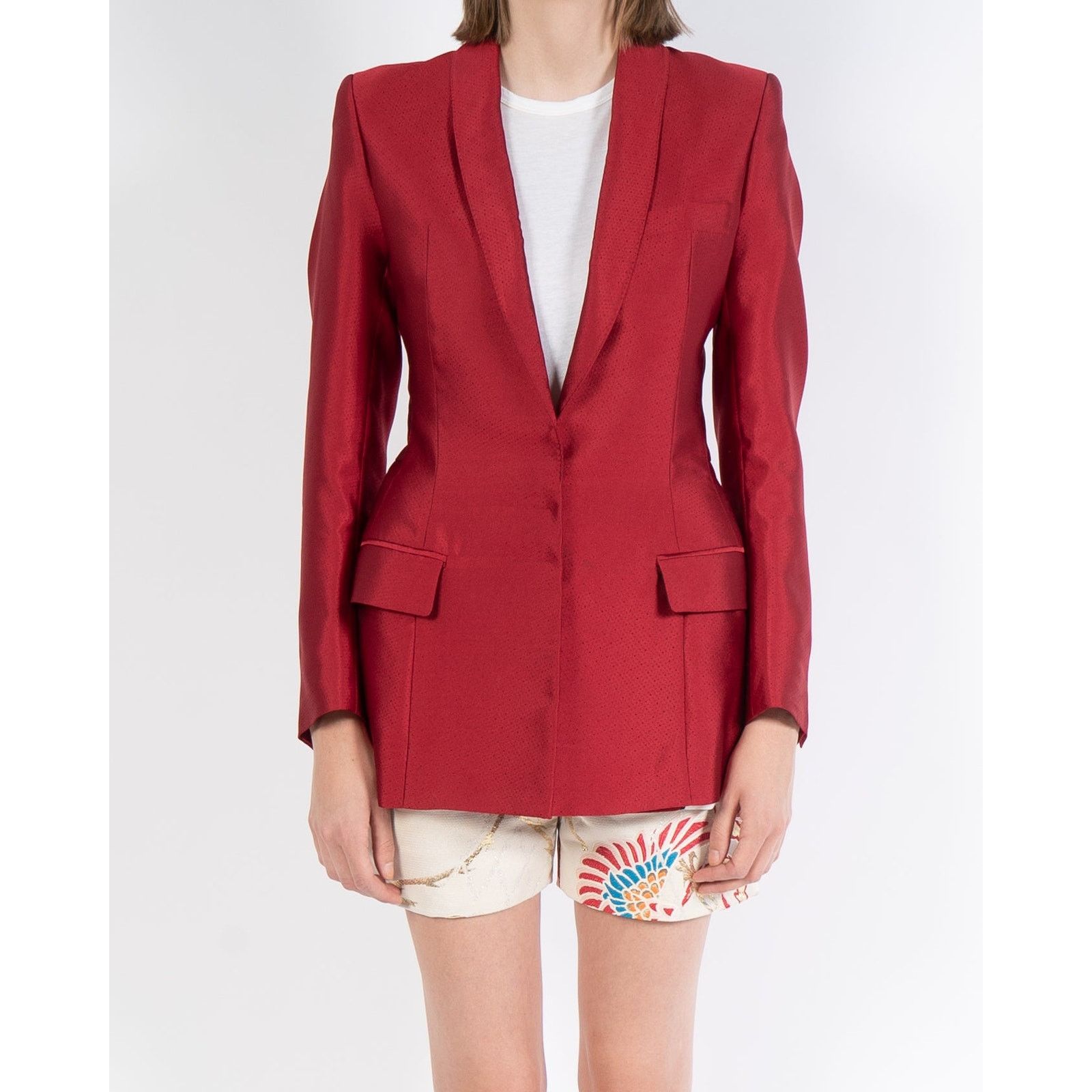 Haider Ackermann SS18 Hourglass Blazer in Red Silk Size S / US 4 / IT 40 - 4 Thumbnail