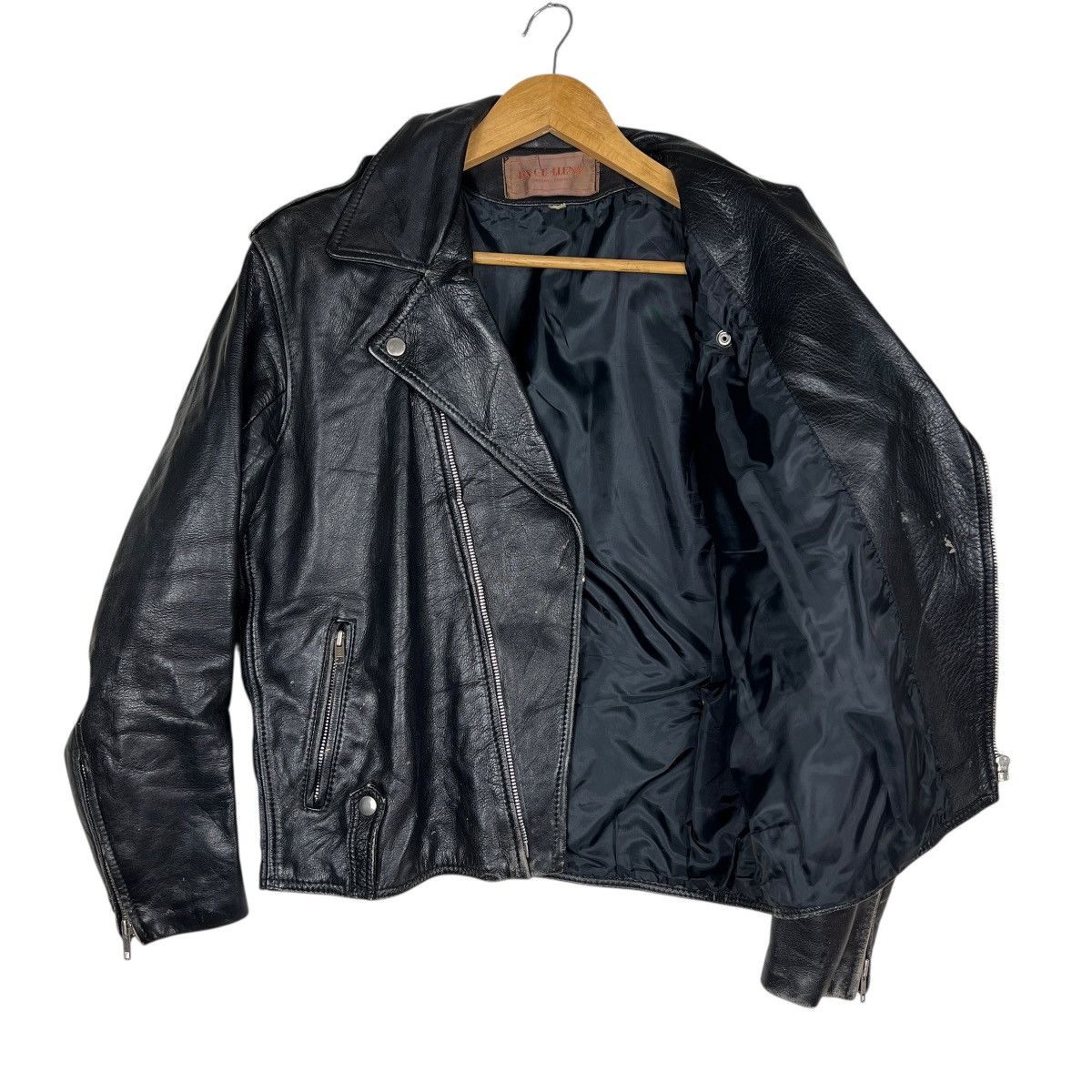 Genuine Leather Vintage excellent Double Colar Moto Leather jacket Size US M / EU 48-50 / 2 - 9 Thumbnail