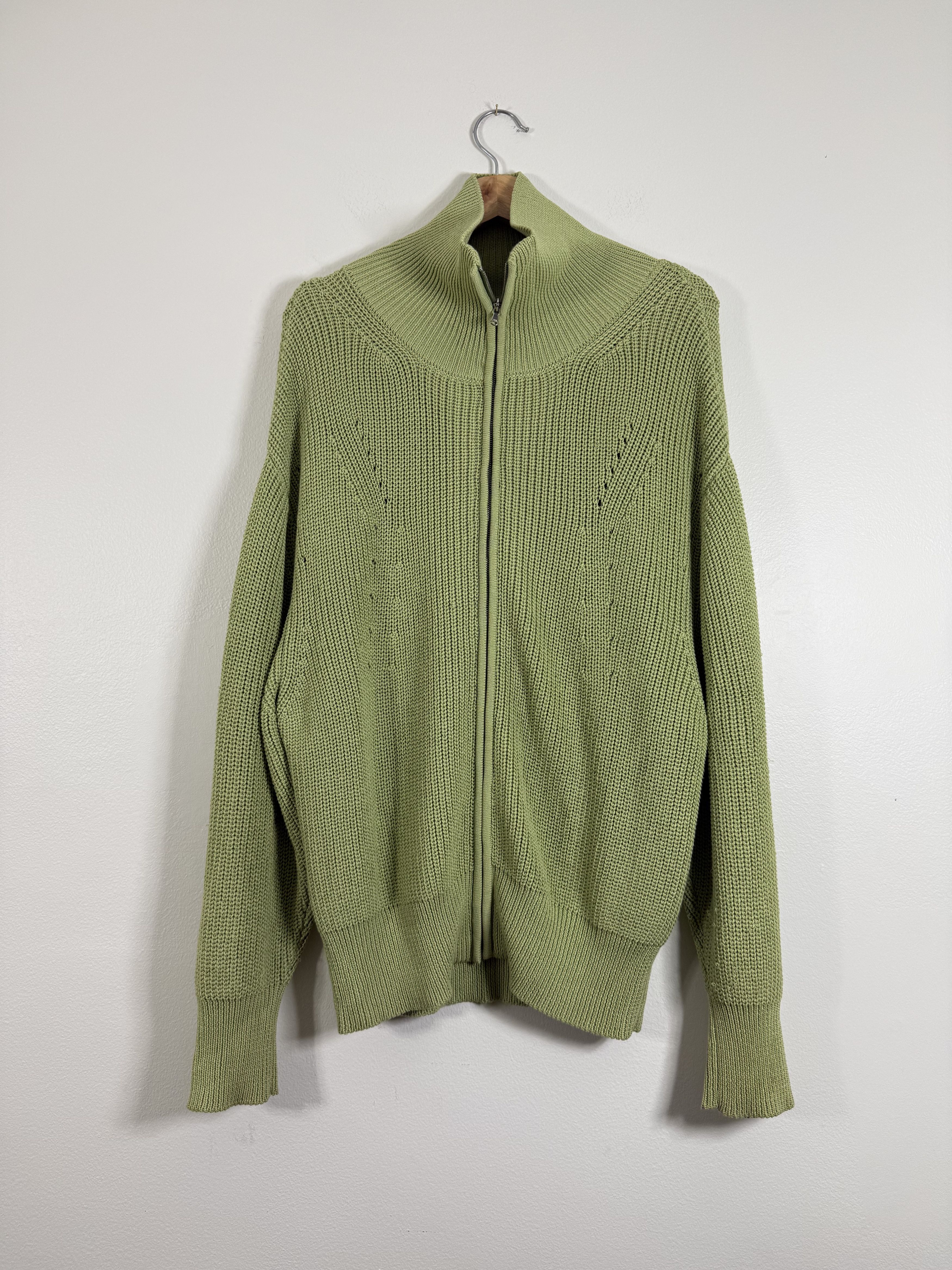 Judy Turner "Clark" Lime Green Oversized Knit Sweater w/ Zip Size US M / EU 48-50 / 2 - 1 Thumbnail