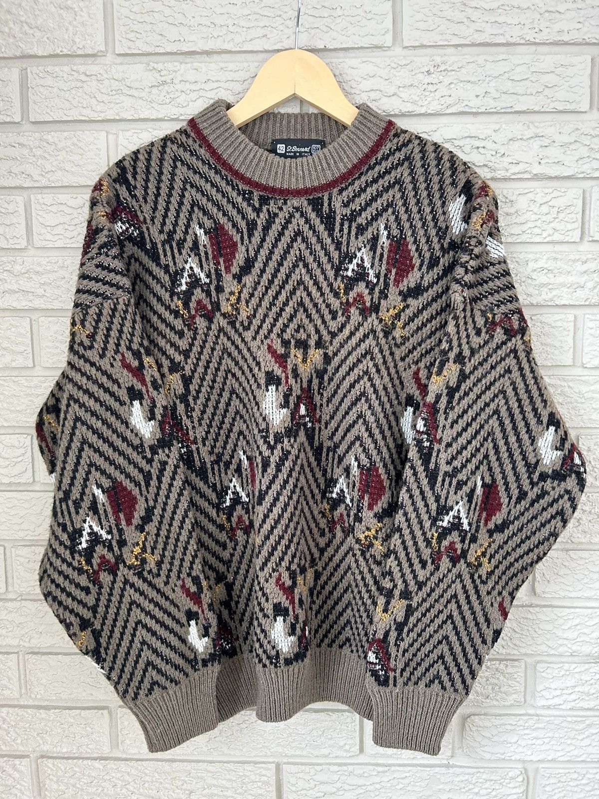 Vintage Vintage 90s Italian Brown Wool Knit Size US M / EU 48-50 / 2 - 1 Thumbnail