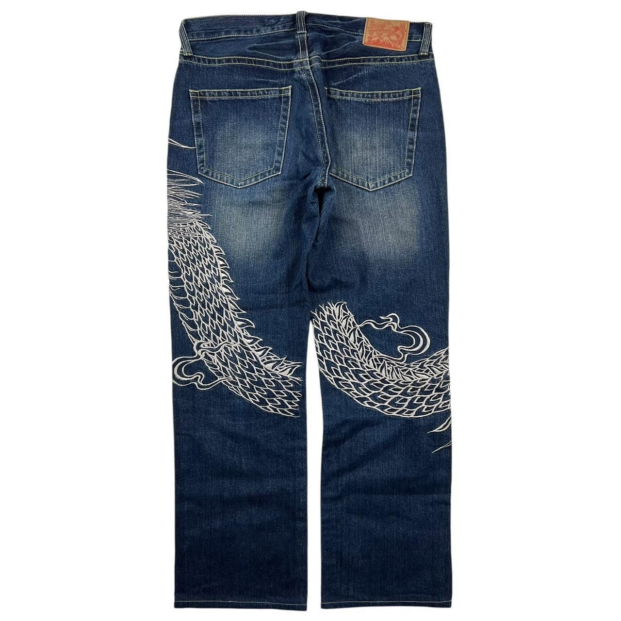 Karakuri Tamashii Vintage Embroidered Dragon Japanese Denim Jeans - Waist 36 Size US 36 / EU 52 - 6 Thumbnail