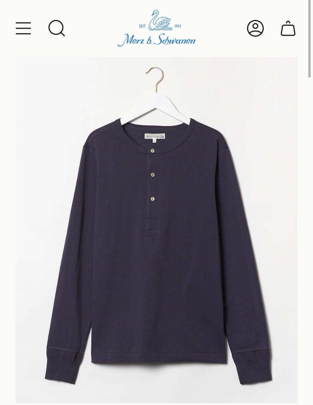Merz B. Schwanen Navy 206 LOOPWHEELED MIDWEIGHT LONG SLEEVE HENLEY Size US XL / EU 56 / 4 - 1 Thumbnail