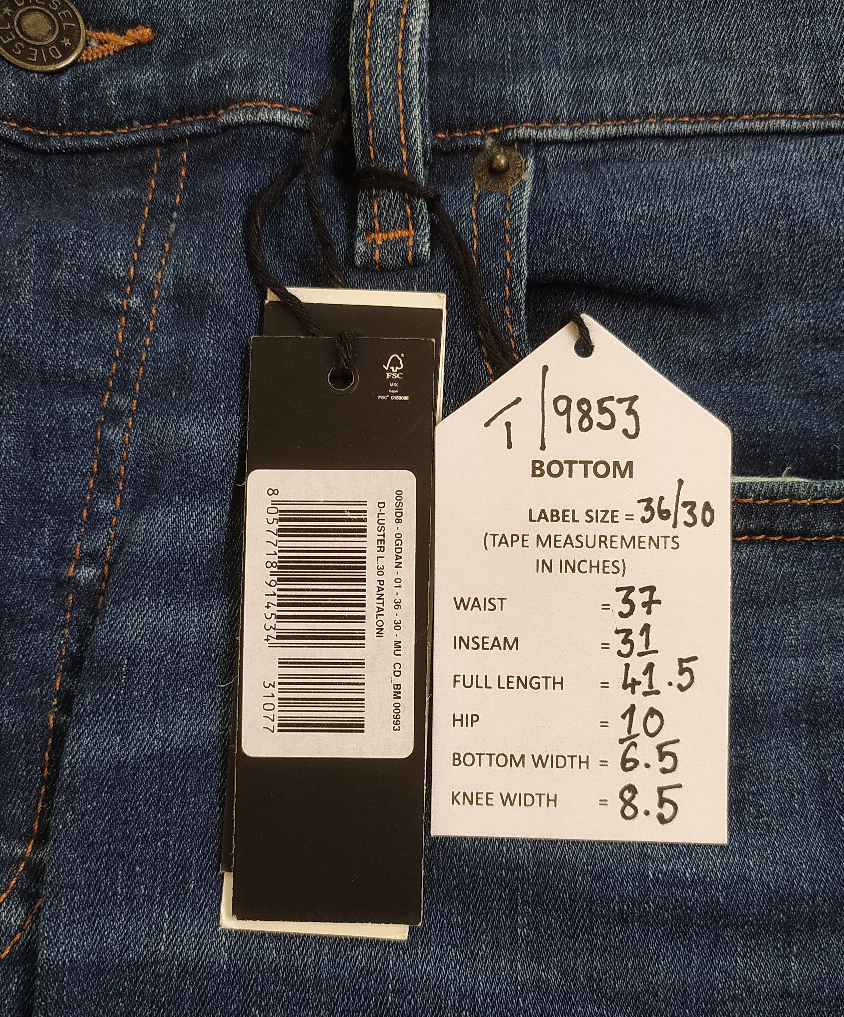 Diesel Diesel D-LUSTER-0GDAN Men's Jeans Free Shipping T/ 9853 Size US 36 / EU 52 - 10 Thumbnail