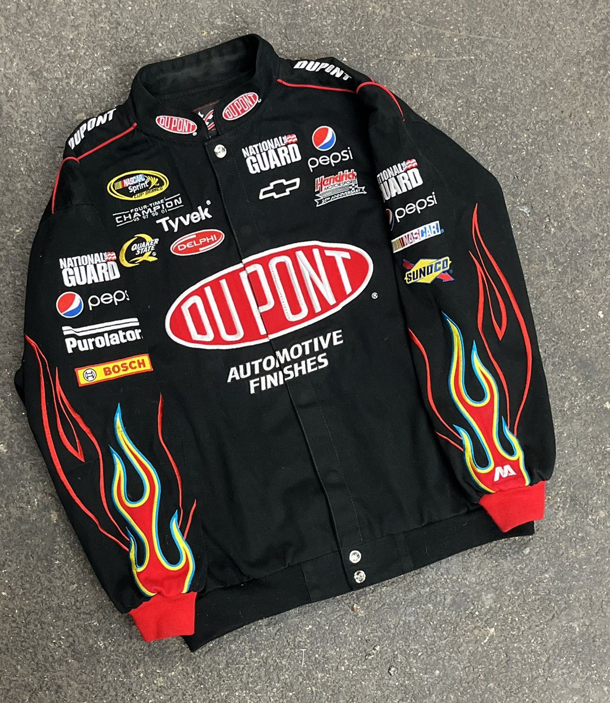 Vintage Crazy rare flame nascar jacket streetwear hype y2k Size US XL / EU 56 / 4 - 1 Thumbnail