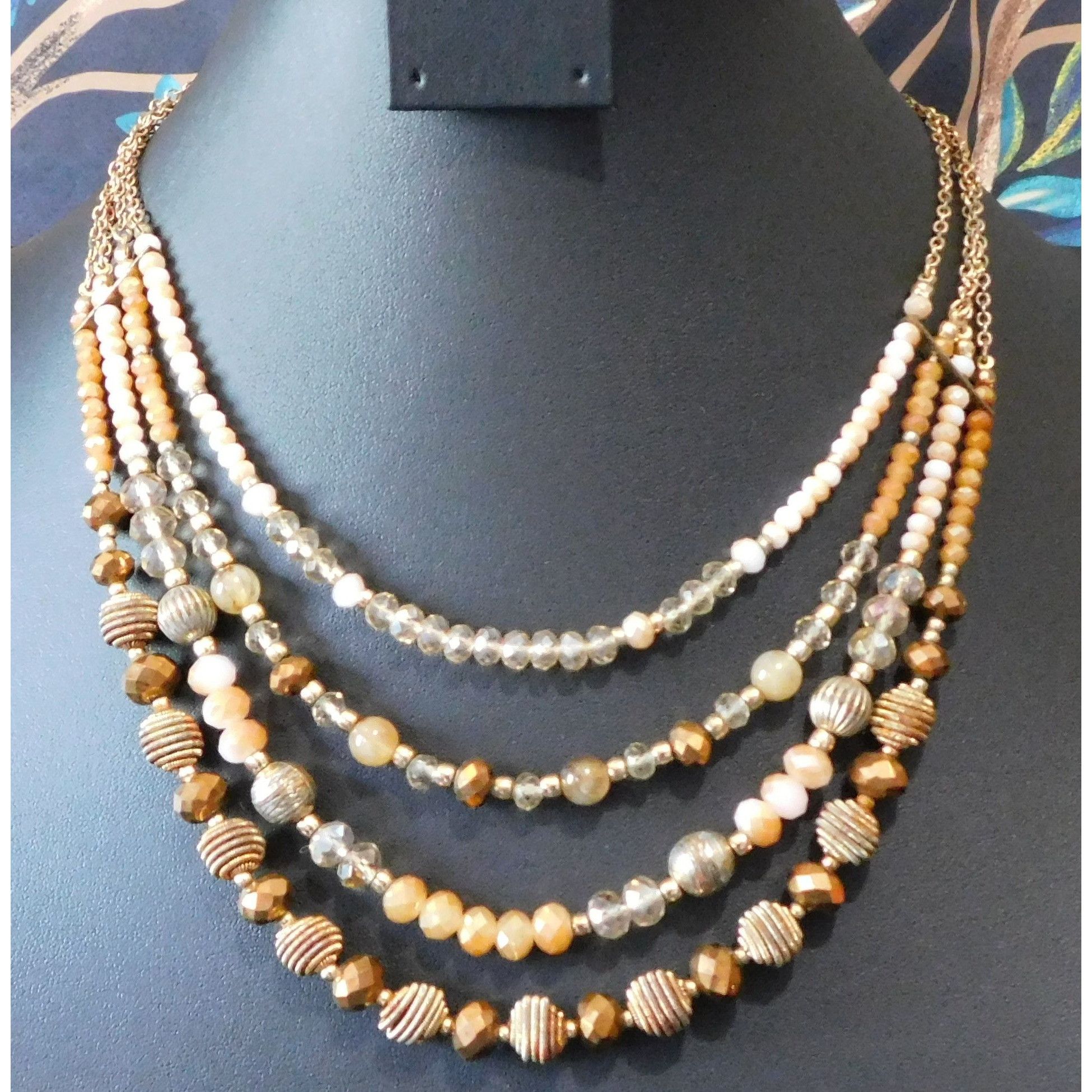 Other Vintage Avon Sparkly Bohemian Multilayer Brown Beaded Neckla Size ONE SIZE - 3 Thumbnail