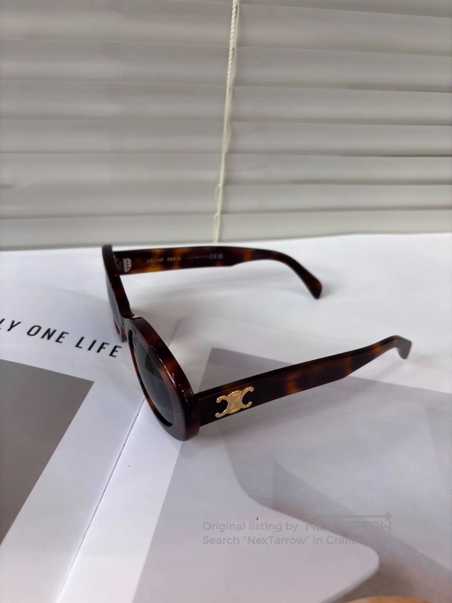 Celine Celine Tortoiseshell Triomphe Sunglasses. Size ONE SIZE - 8 Thumbnail