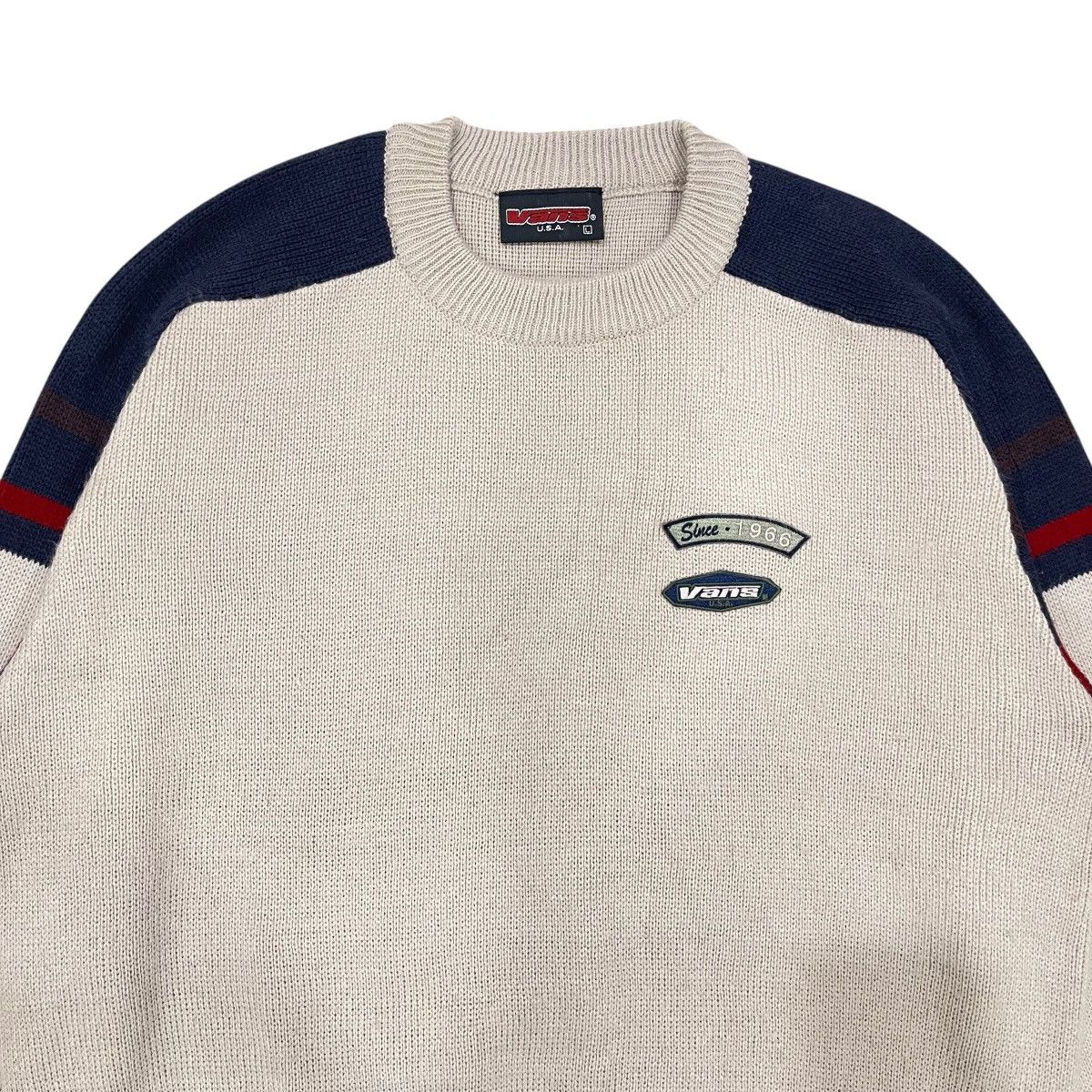 Vans Vintage 90s USA Vans Knitted Crewneck Sweater Sweatshirt Size US L / EU 52-54 / 3 - 2 Thumbnail